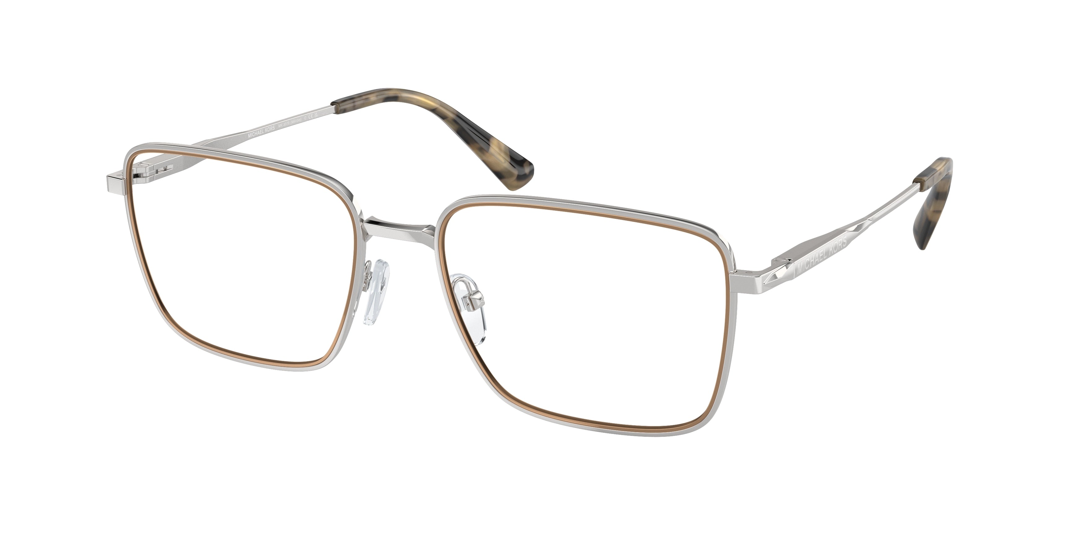 Michael Kors MéRIBEL MK3079 Rectangle Eyeglasses  1893-Shiny Silver 56-145-18 - Color Map Silver