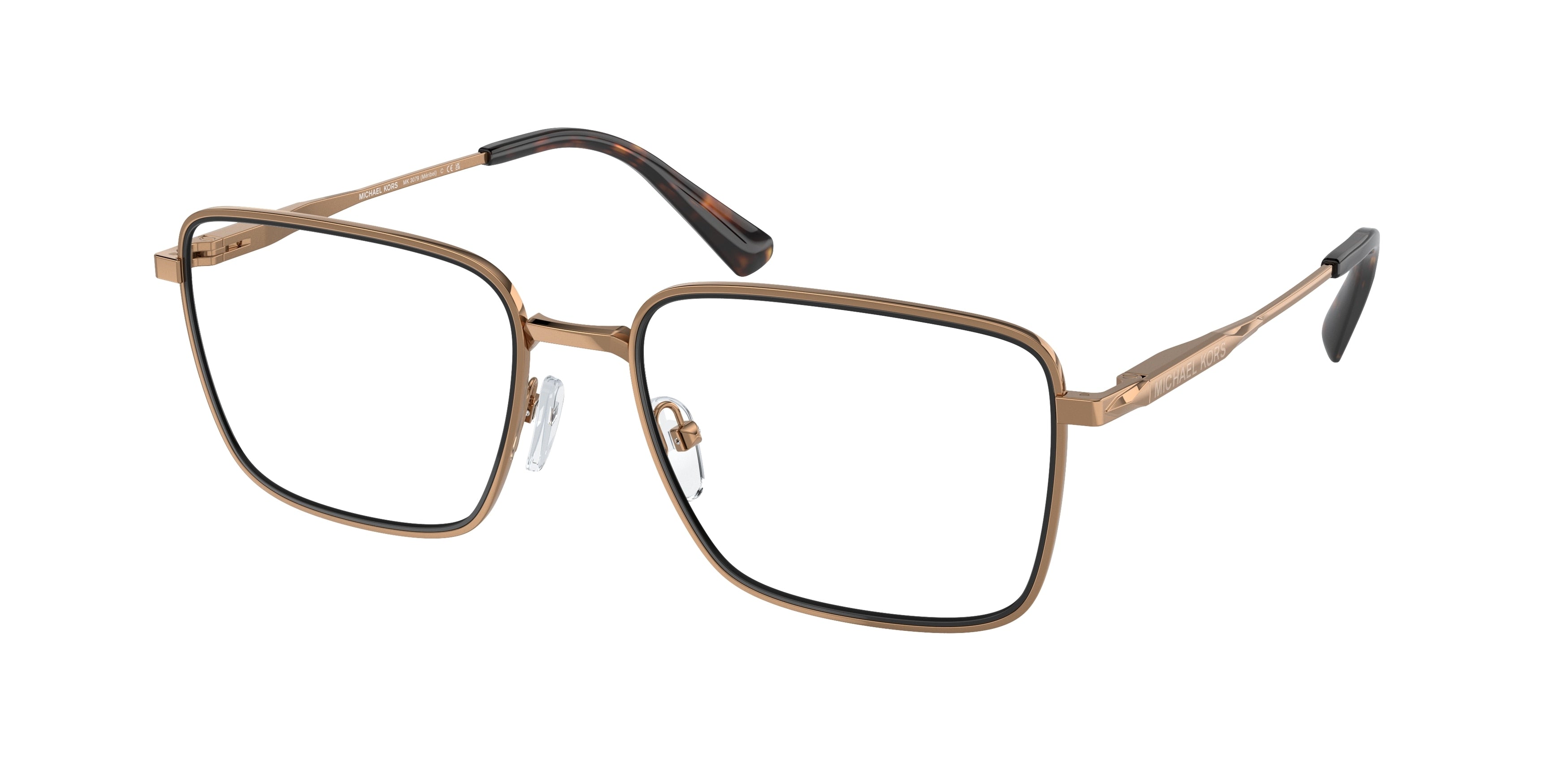 Michael Kors MéRIBEL MK3079 Rectangle Eyeglasses  1899-Shiny Gold 56-145-18 - Color Map Gold