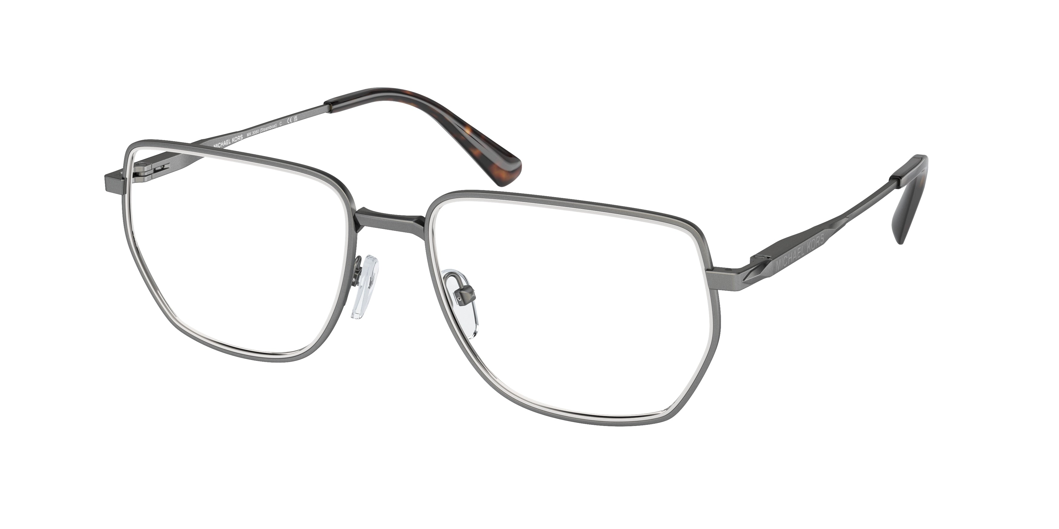 Michael Kors STEAMBOAT MK3080 Irregular Eyeglasses  1002-Shiny Gunmetal 56-145-18 - Color Map Grey