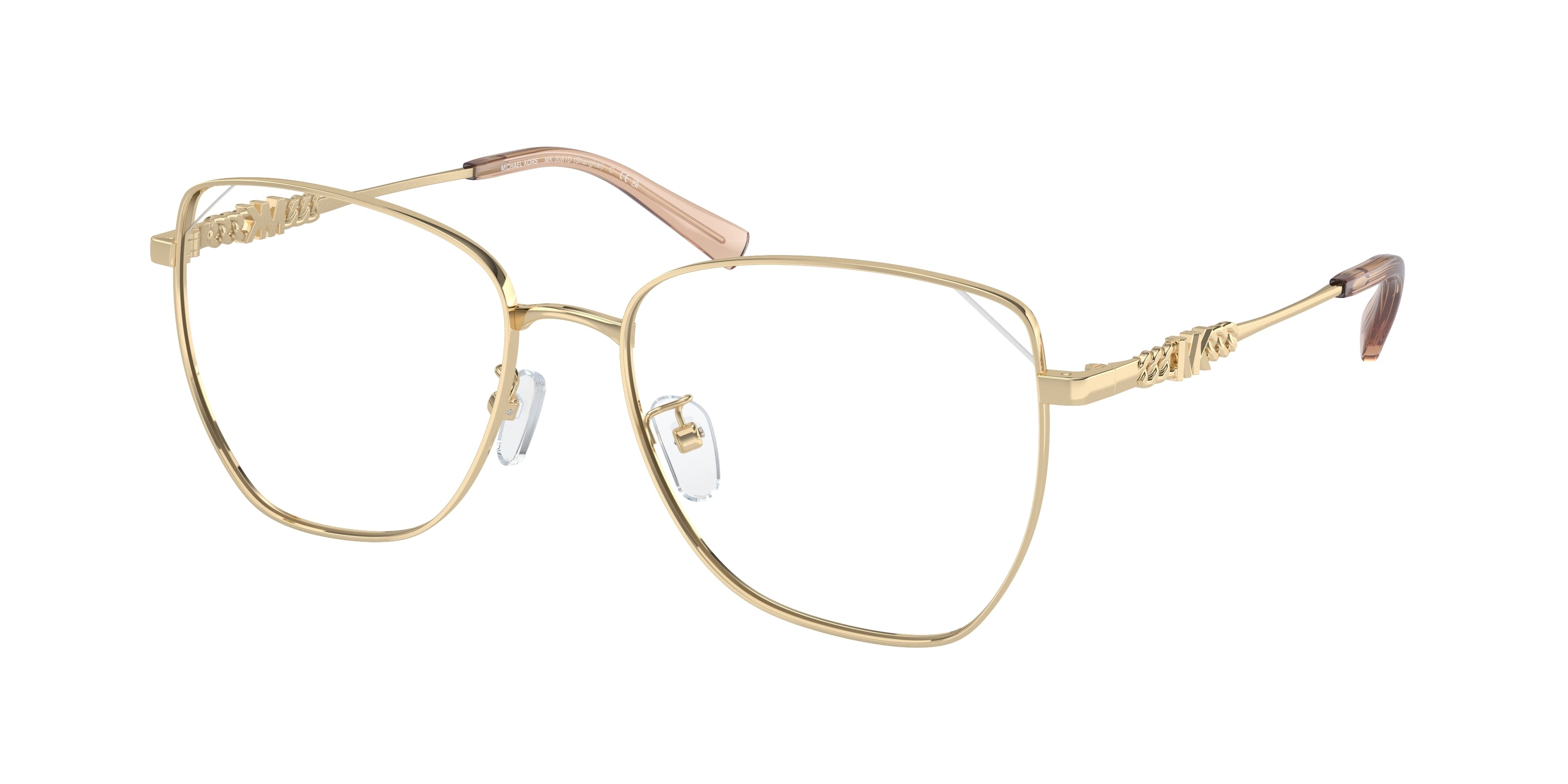 Michael Kors SHANGHAI MK3081D Cat Eye Eyeglasses  1014-Shiny Light Gold 56-145-17 - Color Map Gold