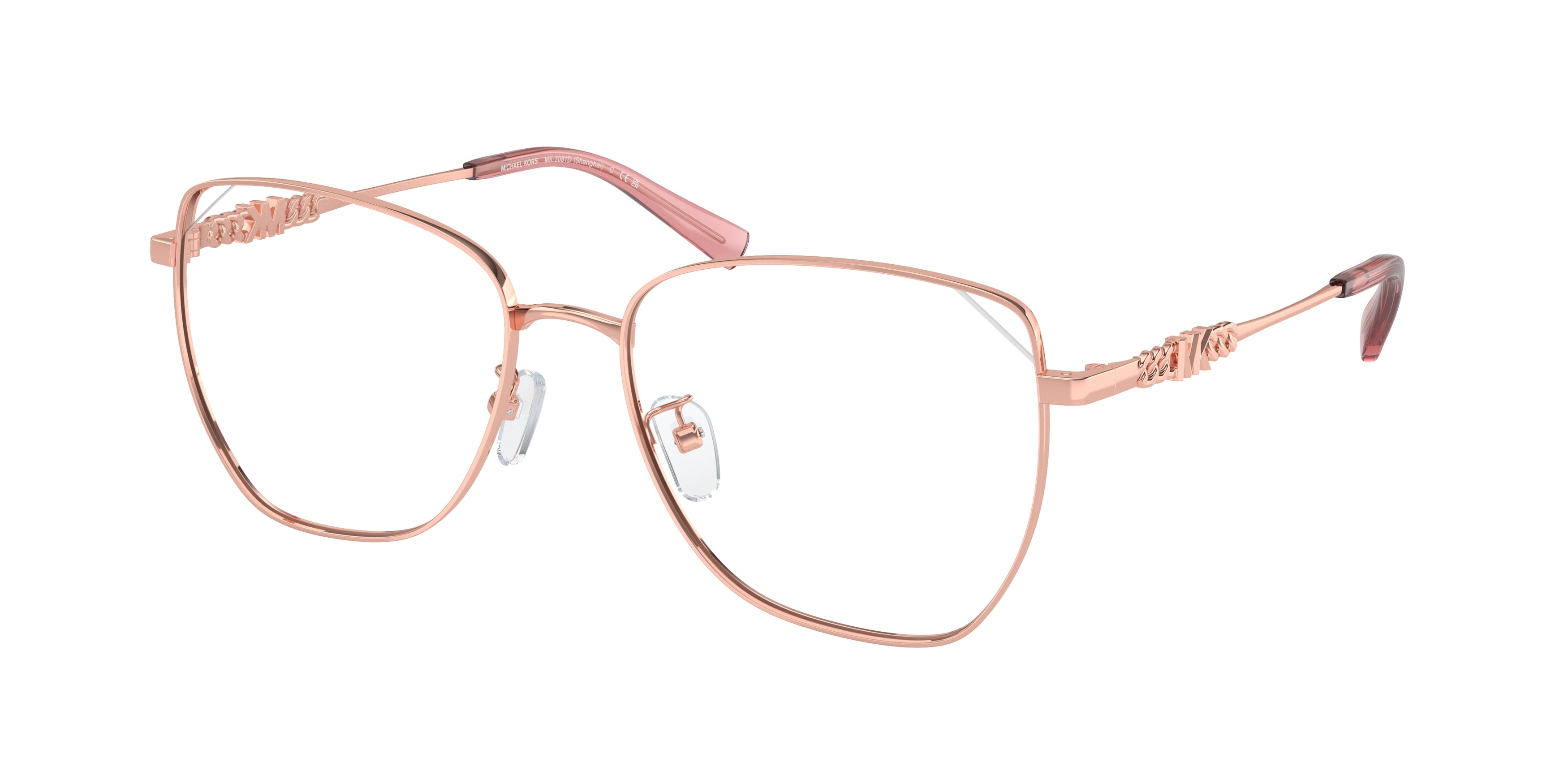 Michael Kors SHANGHAI MK3081D Cat Eye Eyeglasses  1108-Shiny Rose Gold 56-145-17 - Color Map Gold