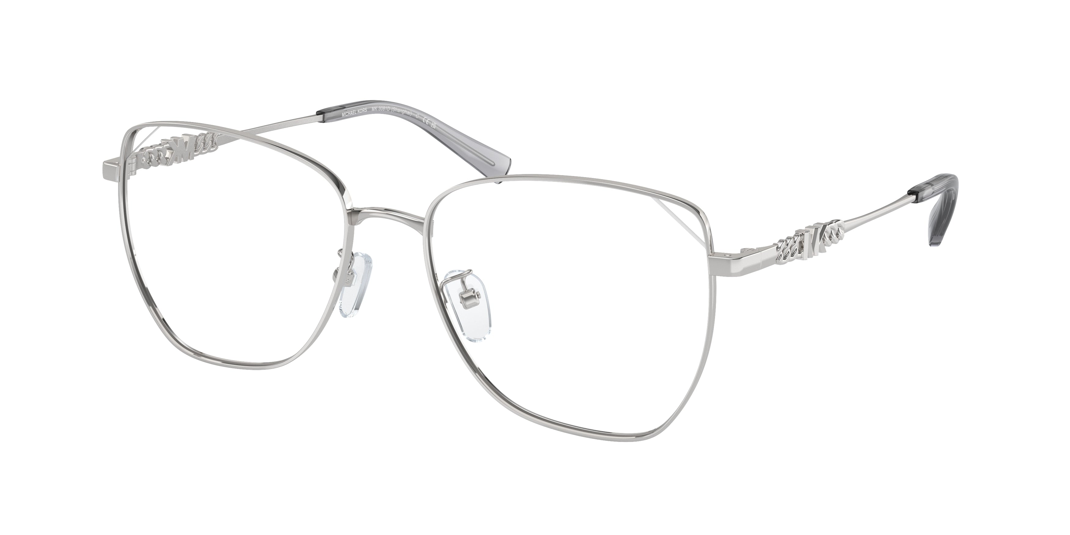 Michael Kors SHANGHAI MK3081D Cat Eye Eyeglasses  1893-Shiny Silver 56-145-17 - Color Map Silver