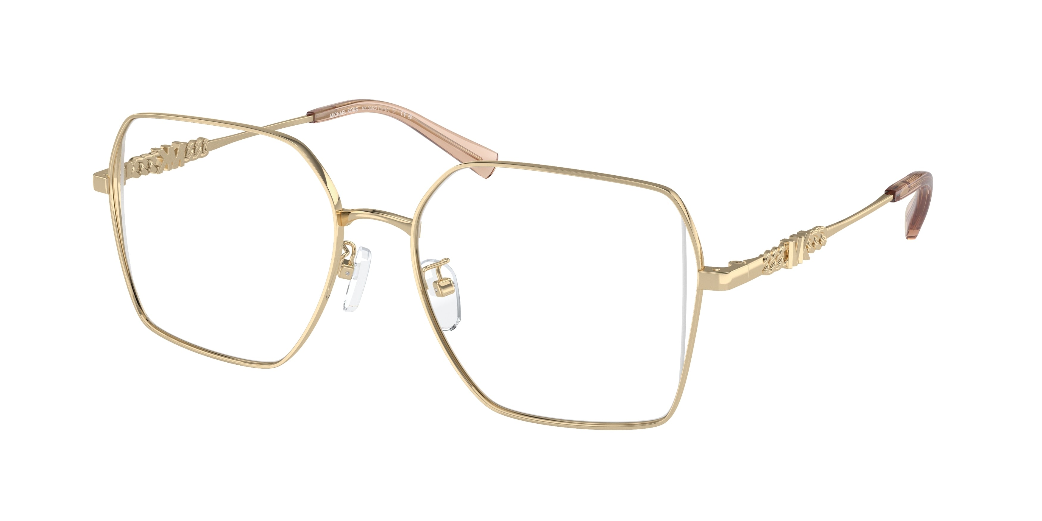 Michael Kors YUNAN MK3082D Square Eyeglasses  1014-Shiny Light Gold 55-145-17 - Color Map Gold