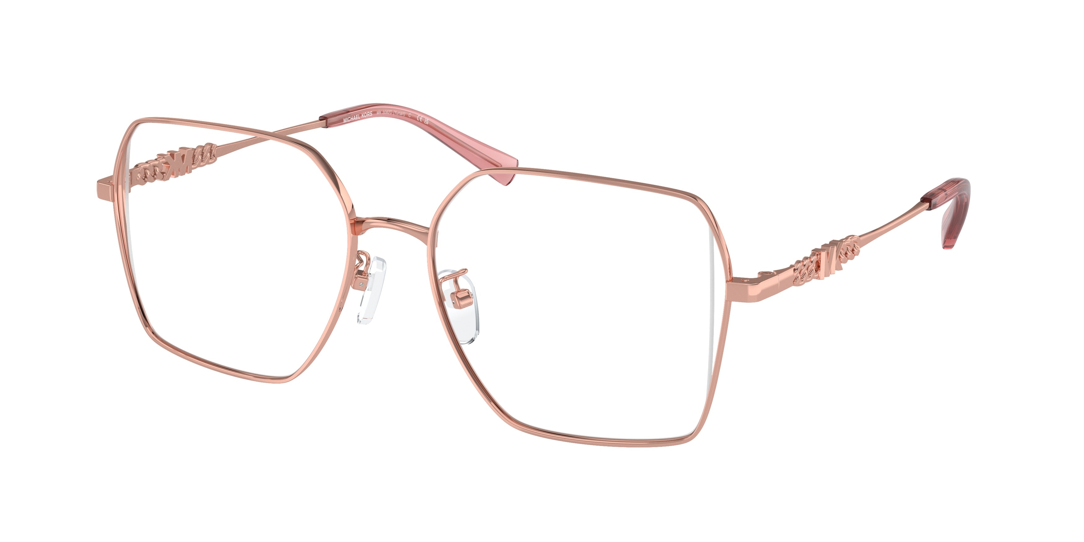 Michael Kors YUNAN MK3082D Square Eyeglasses  1108-Shiny Rose Gold 55-145-17 - Color Map Gold