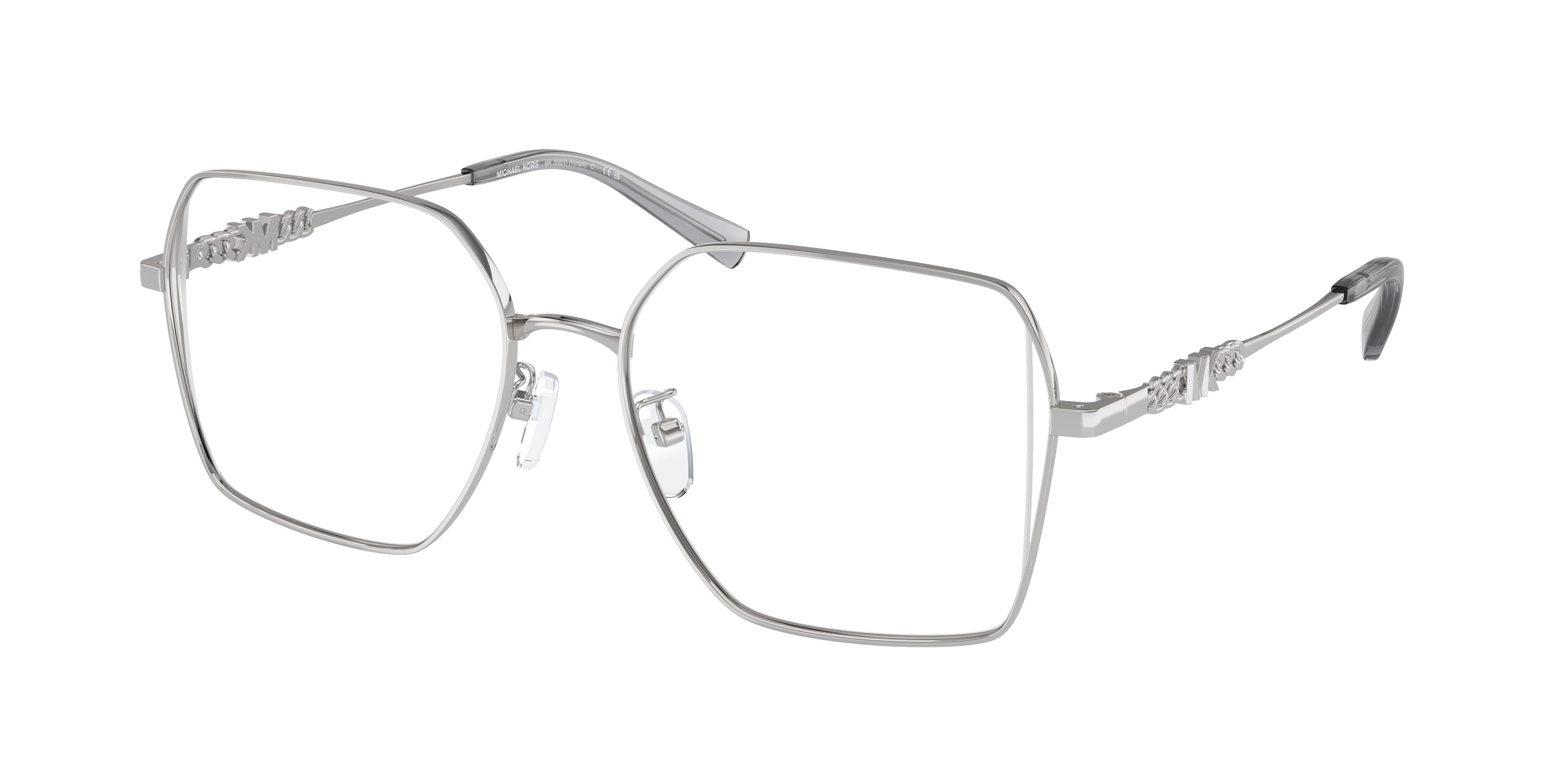 Michael Kors YUNAN MK3082D Square Eyeglasses  1893-Shiny Silver 55-145-17 - Color Map Silver