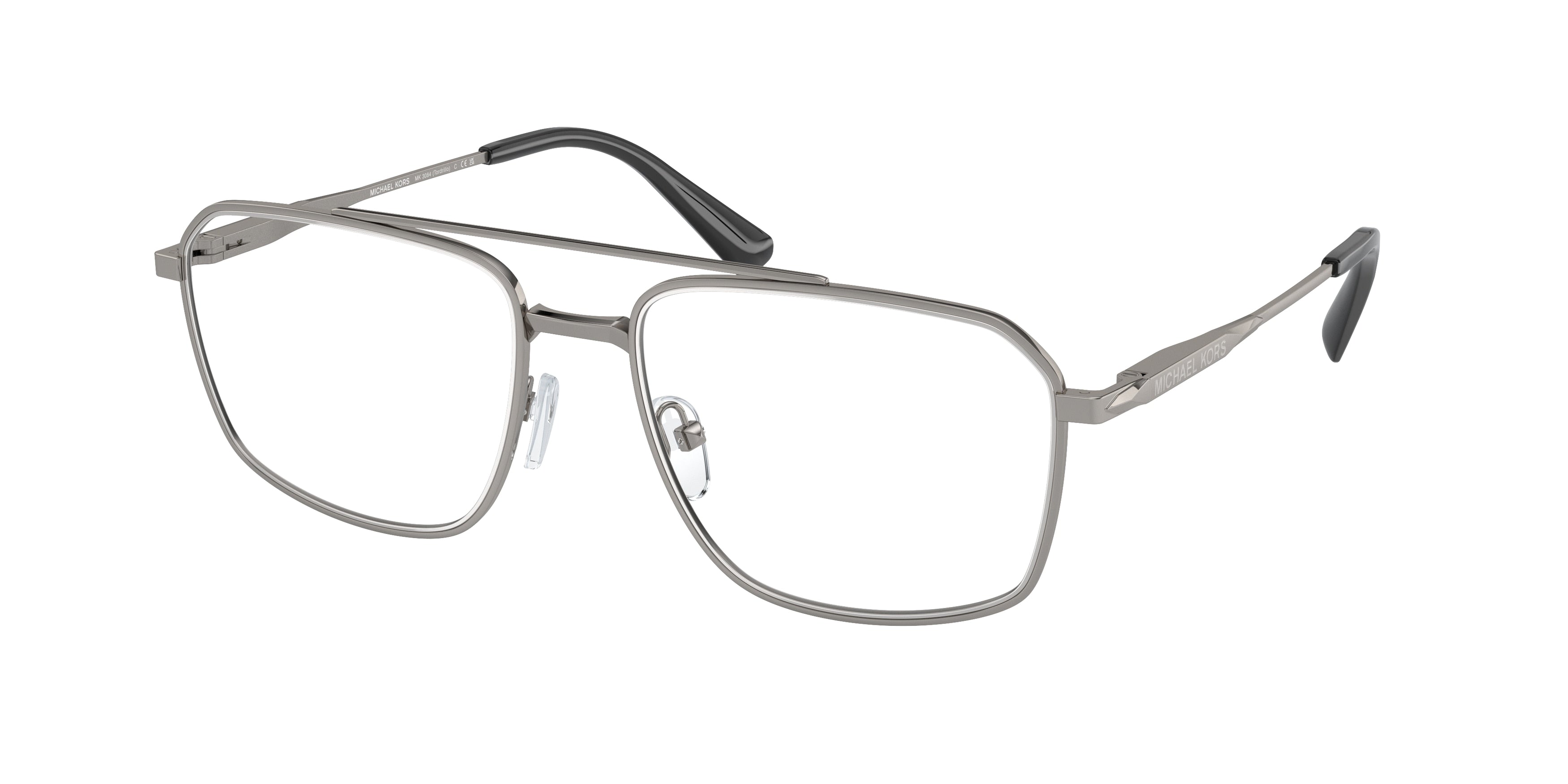 Michael Kors TORDRILLO MK3084 Square Eyeglasses  1002-Shiny Gunmetal 56-145-18 - Color Map Grey