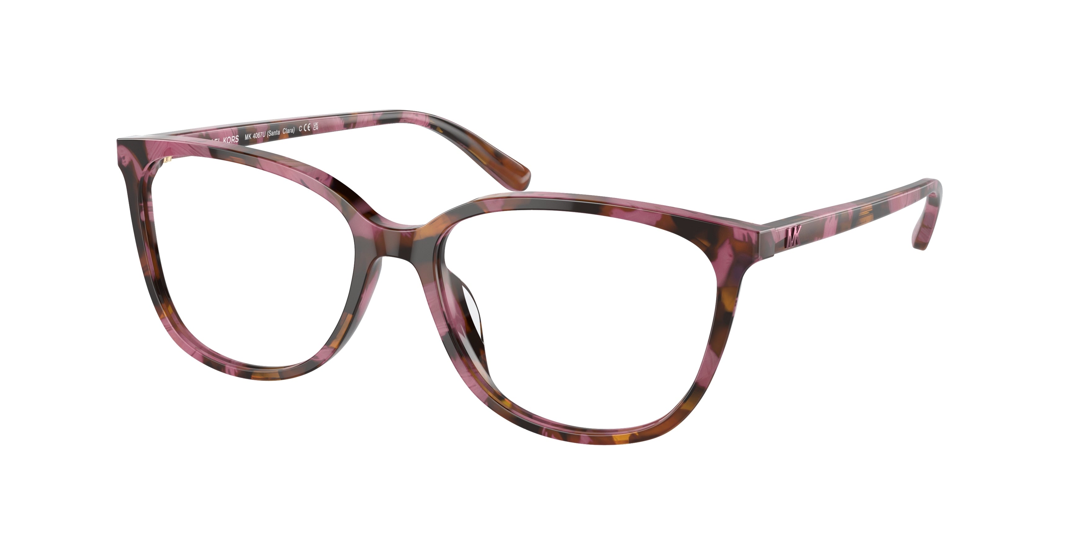 Michael Kors SANTA CLARA MK4067U Rectangle Eyeglasses  3998-Plum Graphic Tortoise 55-140-16 - Color Map Tortoise