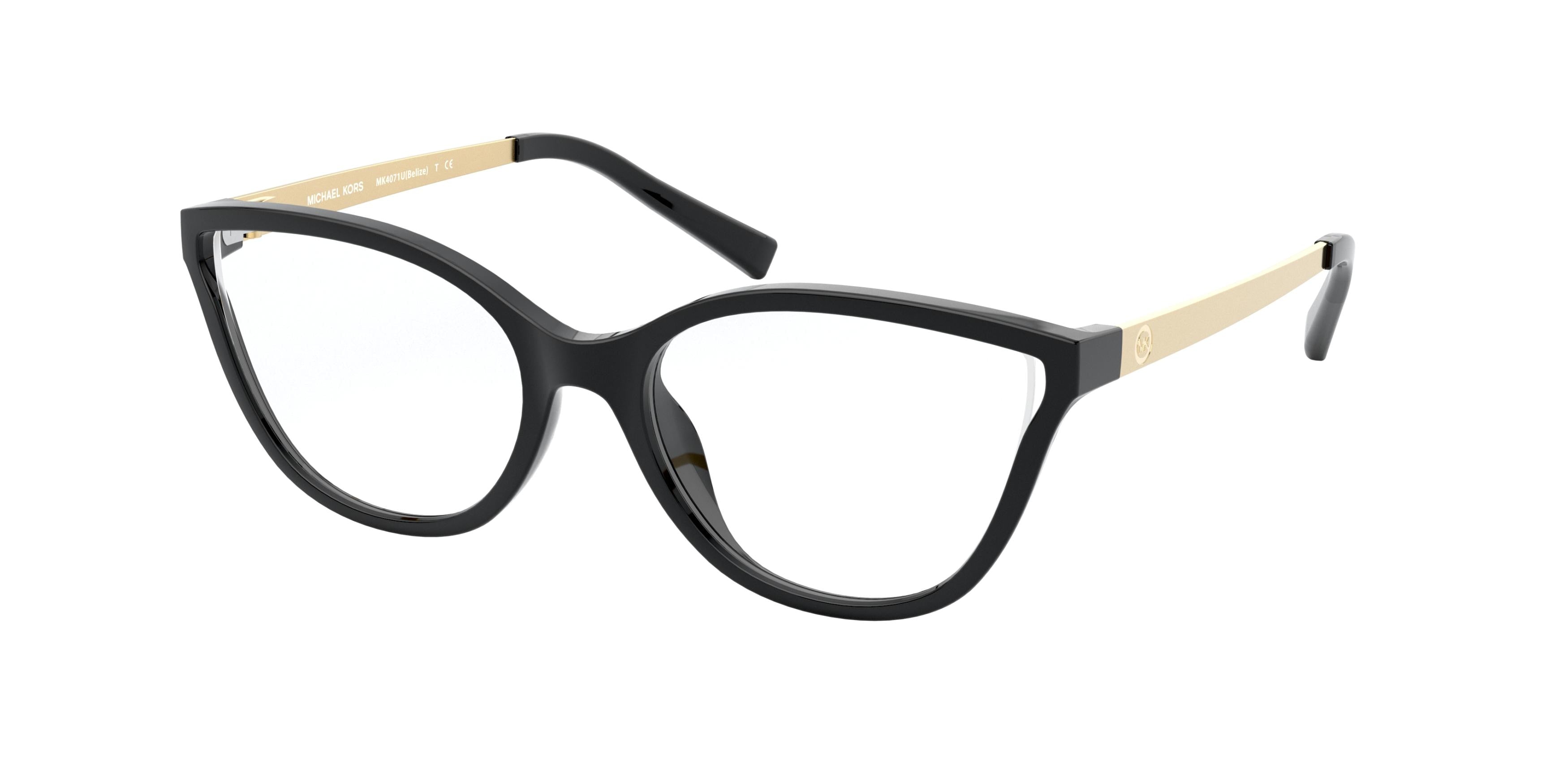 Michael Kors BELIZE MK4071U Cat Eye Eyeglasses  3332-Black 53-135-17 - Color Map Black