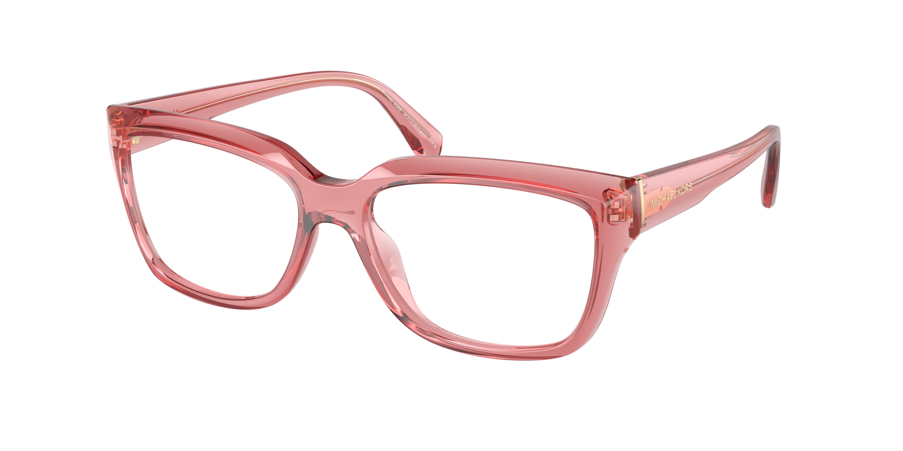 Michael Kors BIRMINGHAM MK4117U Rectangle Eyeglasses  3970-Rose Transparent 54-140-16 - Color Map Pink