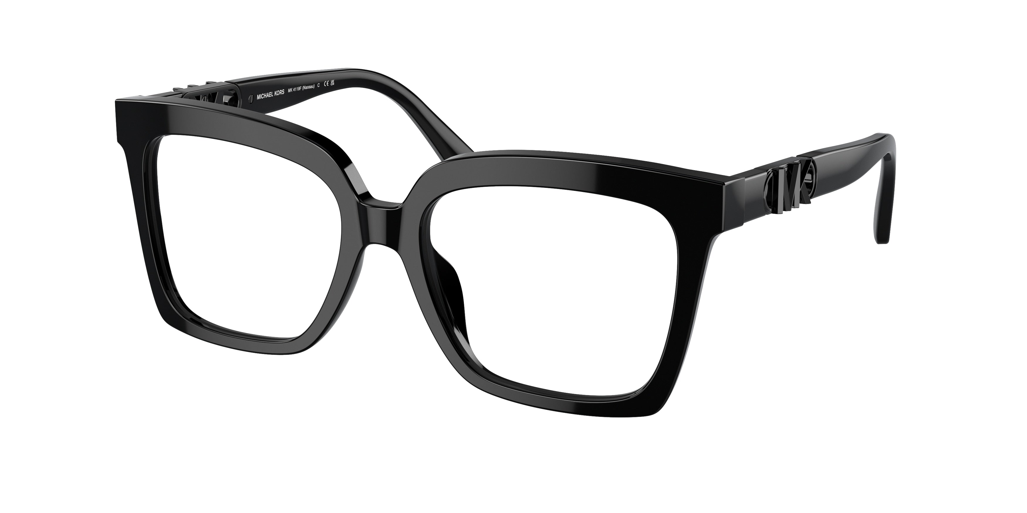 Michael Kors NASSAU MK4119F Square Eyeglasses  3005-Black 54-145-17 - Color Map Black