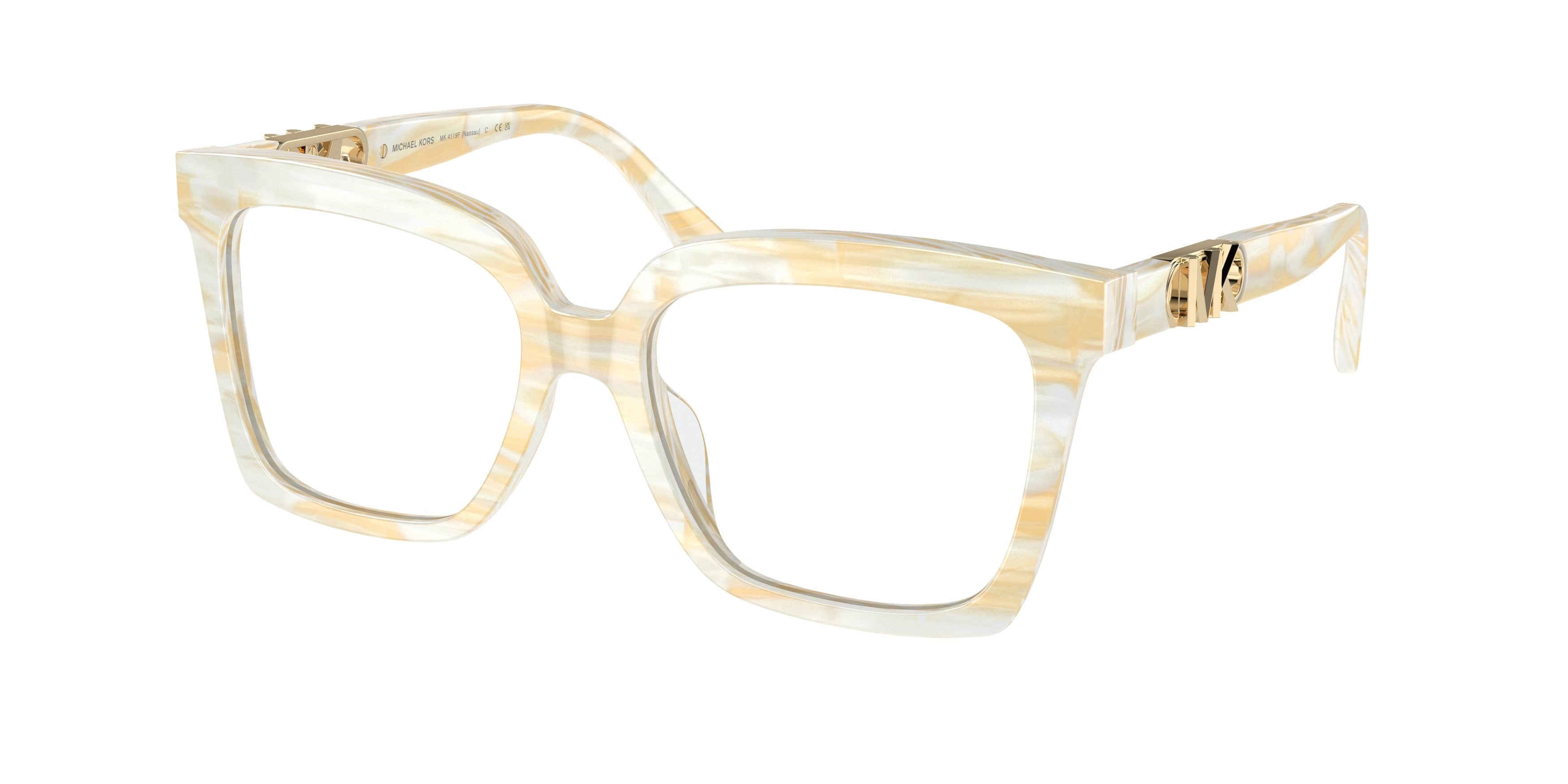 Michael Kors NASSAU MK4119F Square Eyeglasses  4001-Ivory Horn 54-145-17 - Color Map Beige