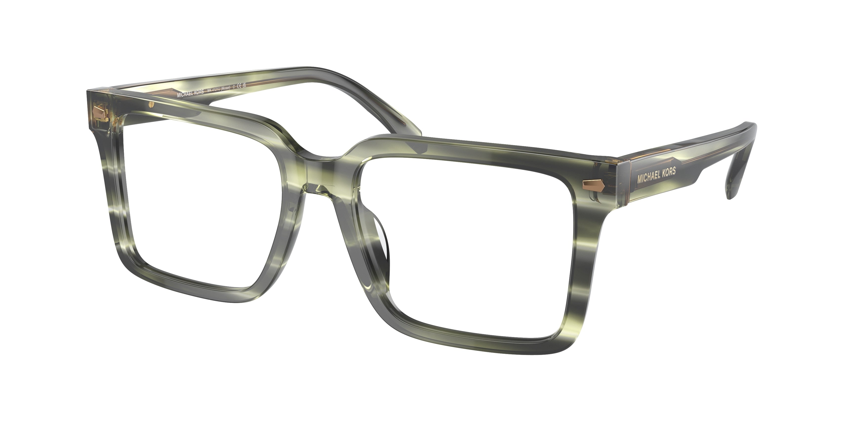 Michael Kors MOSEL MK4121U Square Eyeglasses  3978-Olive Horn 54-145-18 - Color Map Green