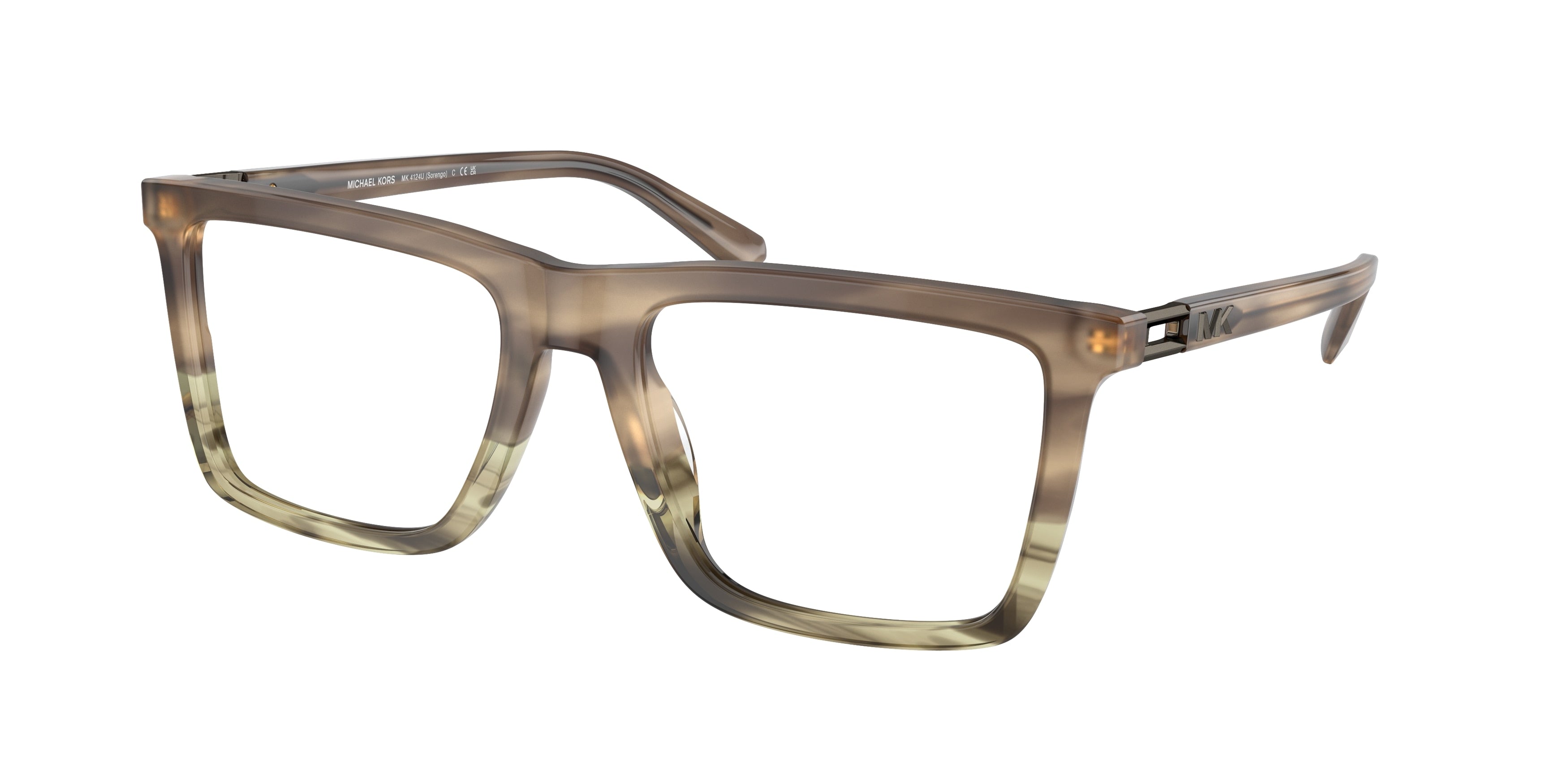 Michael Kors SORENGO MK4124U Rectangle Eyeglasses  3963-Olive Block Tortoise 55-145-19 - Color Map Green