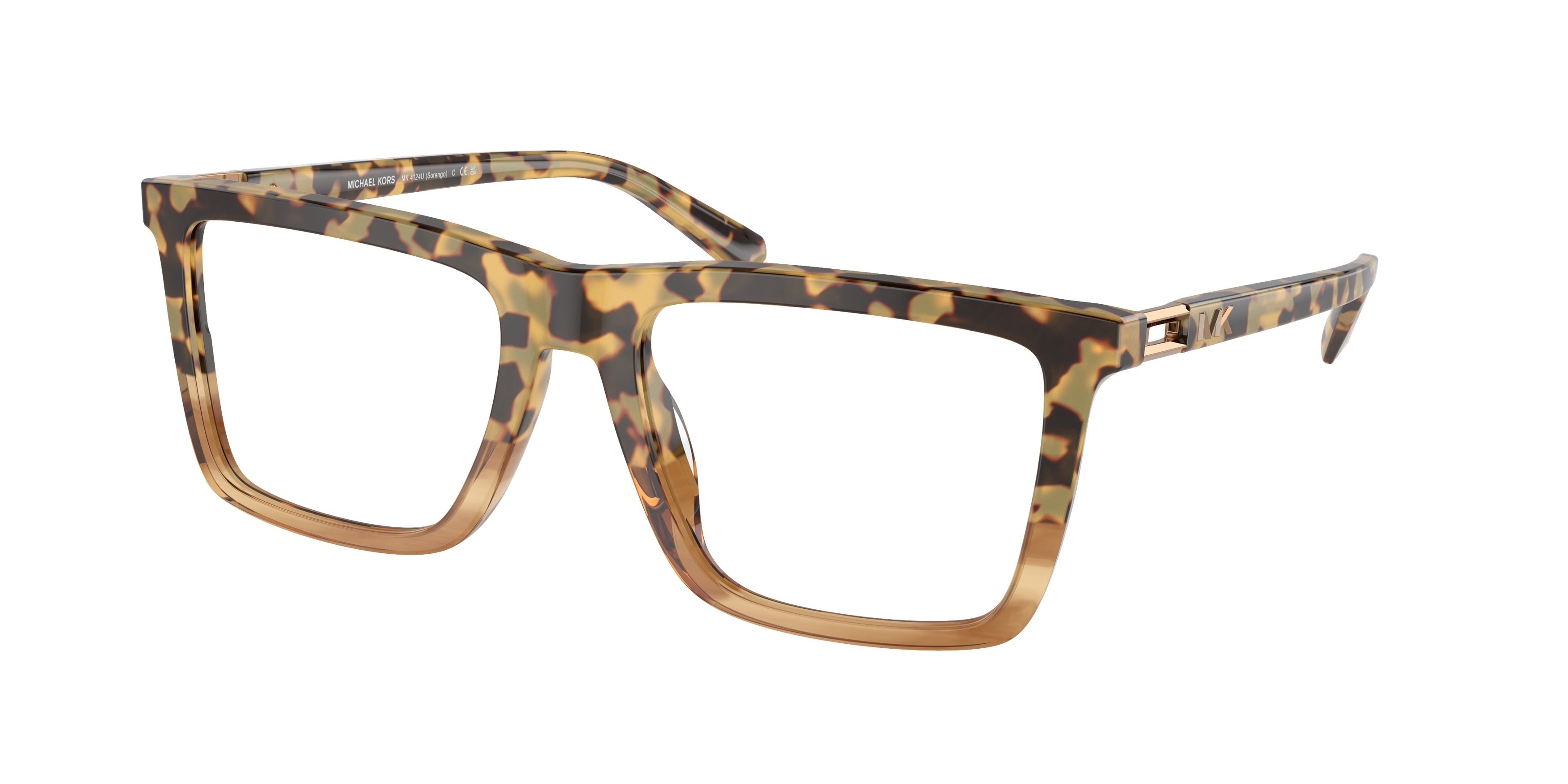 Michael Kors SORENGO MK4124U Rectangle Eyeglasses  3965-Brown Block Tortoise 55-145-19 - Color Map Brown