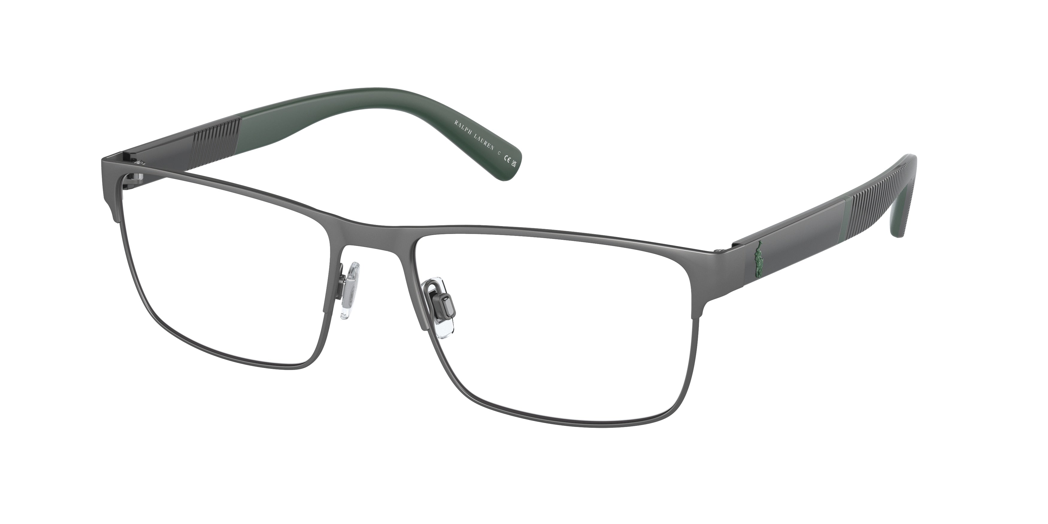 Polo PH1215 Rectangle Eyeglasses  9215-Semi Shiny Dark Gunmetal 54-145-17 - Color Map Grey