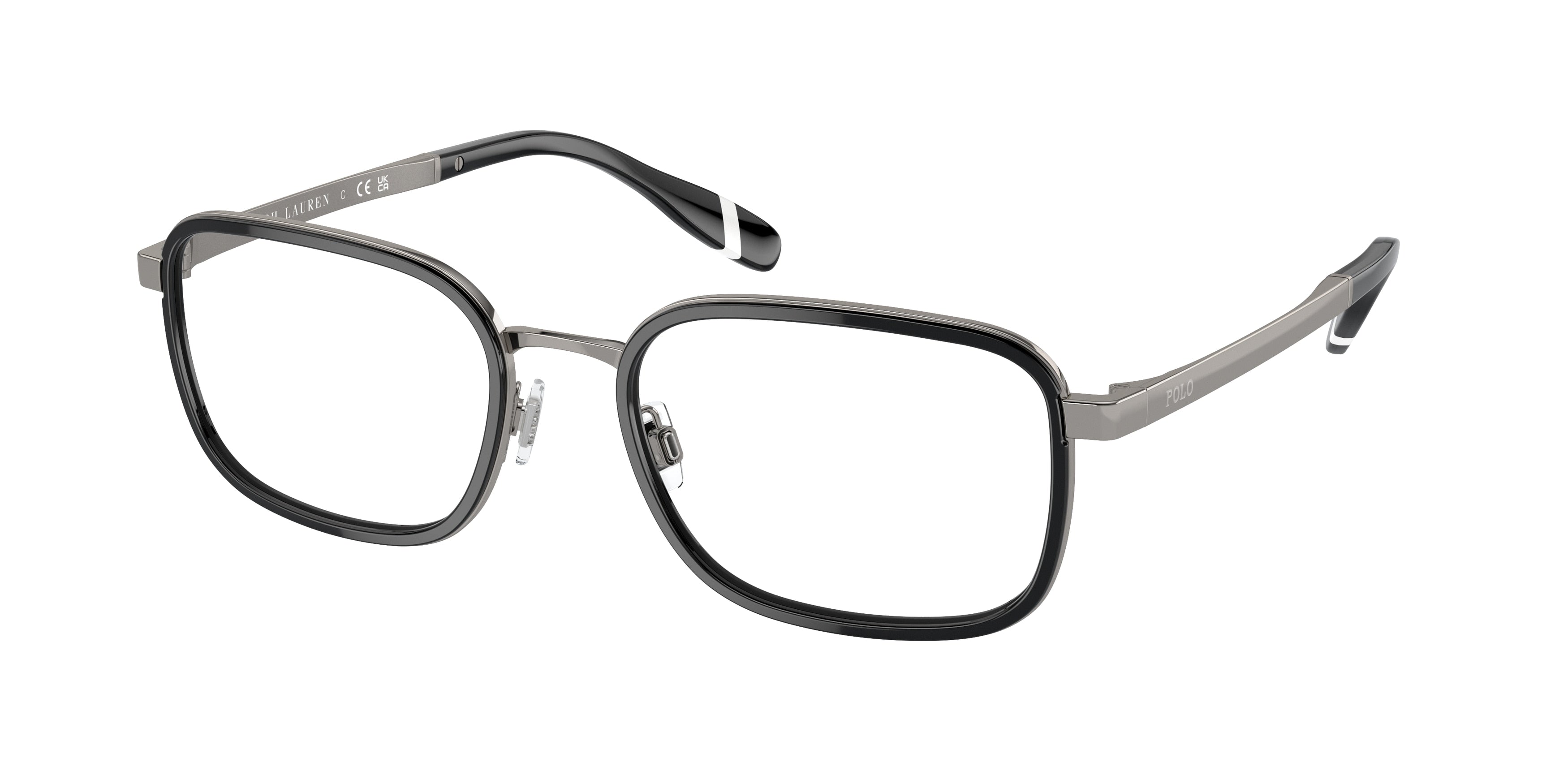 Polo PH1225 Rectangle Eyeglasses  9216-Black/Gunmetal 56-150-20 - Color Map Black