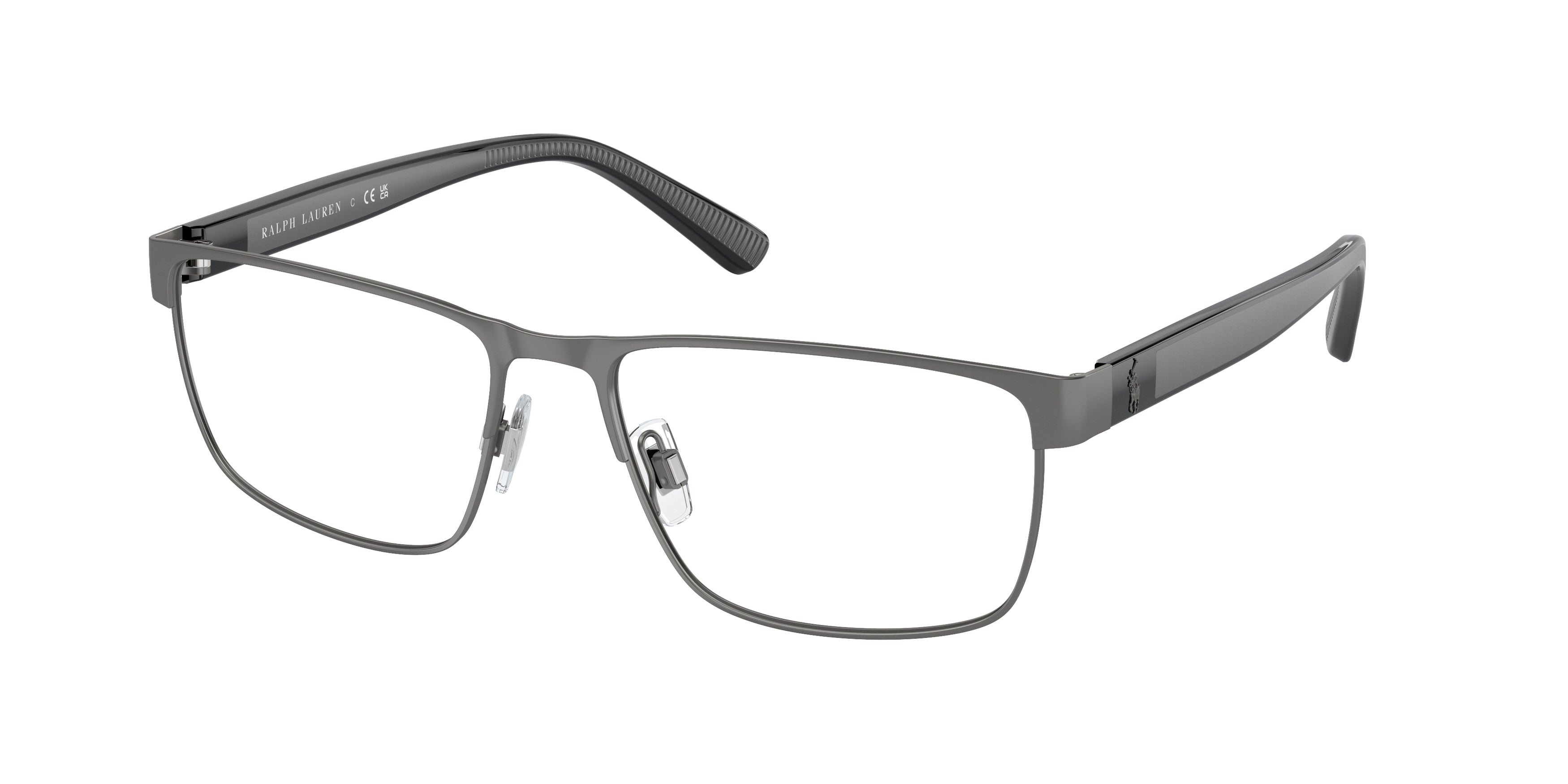 Polo PH1229 Rectangle Eyeglasses  9307-Semishiny Dark Gunmetal 56-145-17 - Color Map Grey