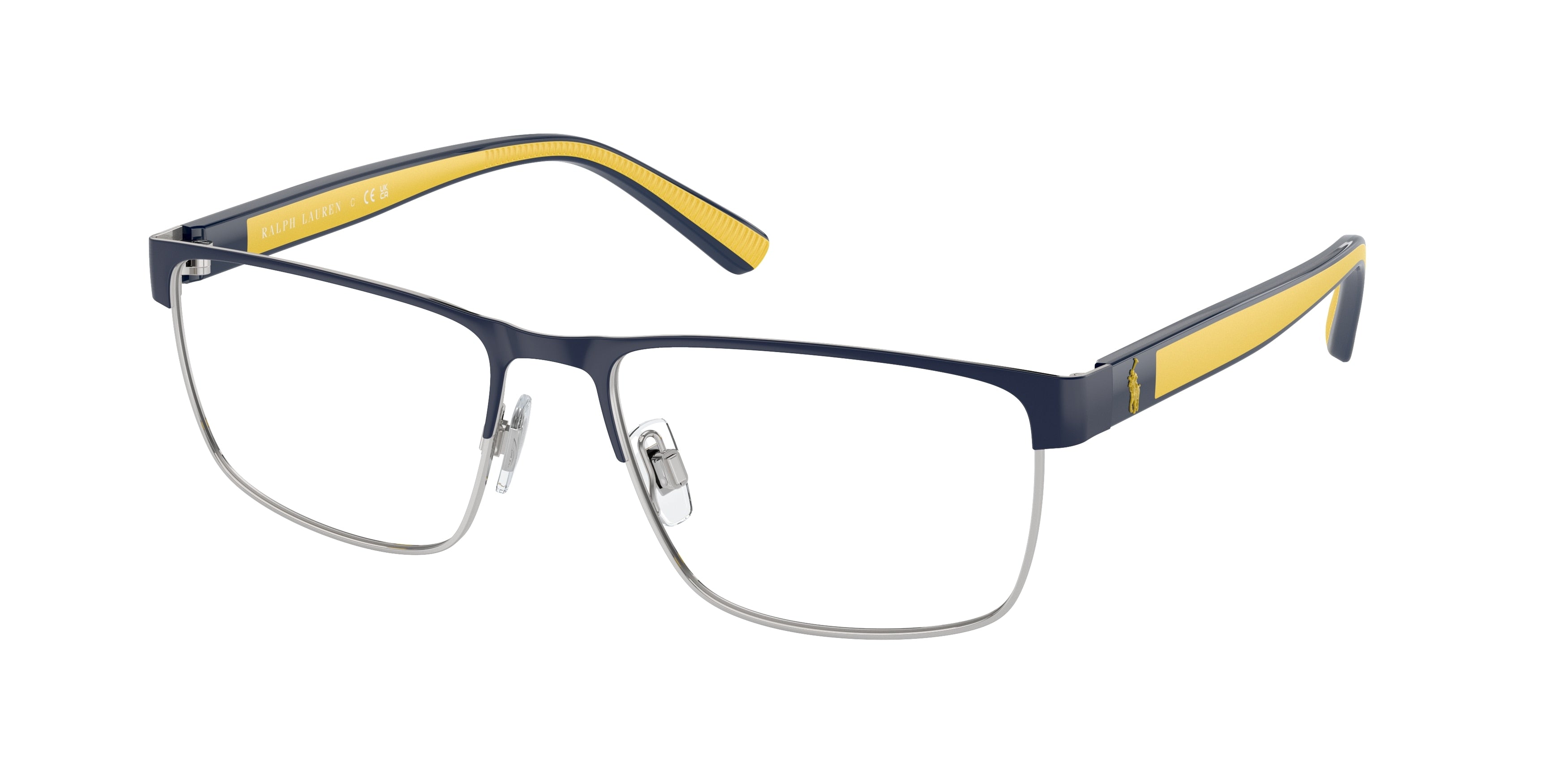 Polo PH1229 Rectangle Eyeglasses  9467-Semi Shiny Navy Blue/Silver 56-145-17 - Color Map Blue