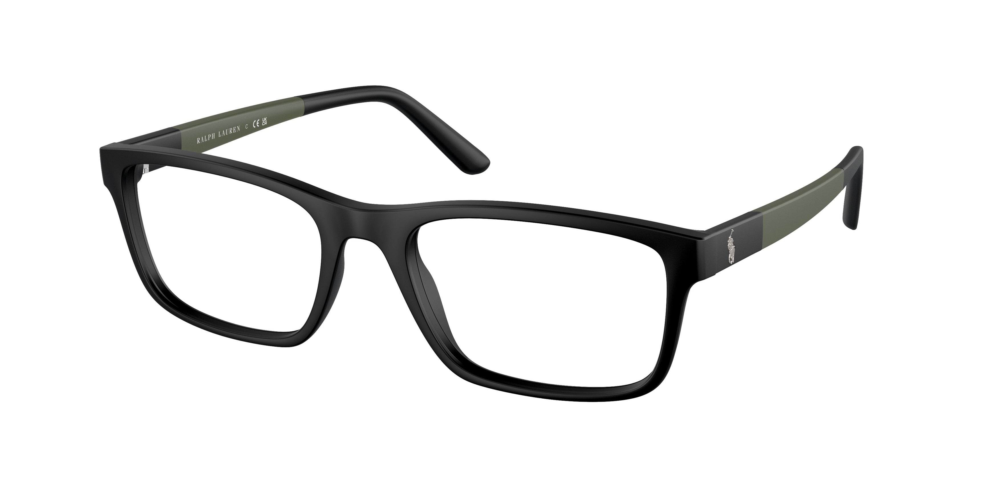 Polo PH2212 Rectangle Eyeglasses  5504-Matte Black 55-145-19 - Color Map Black