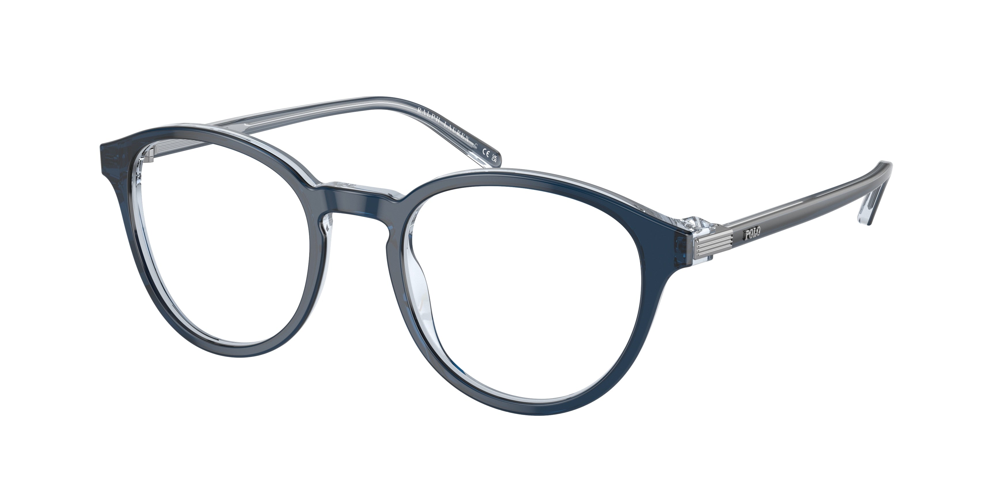 Polo PH2252F Phantos Eyeglasses  6028-Shiny Transparent Blue On Crystal 50-140-20 - Color Map Blue