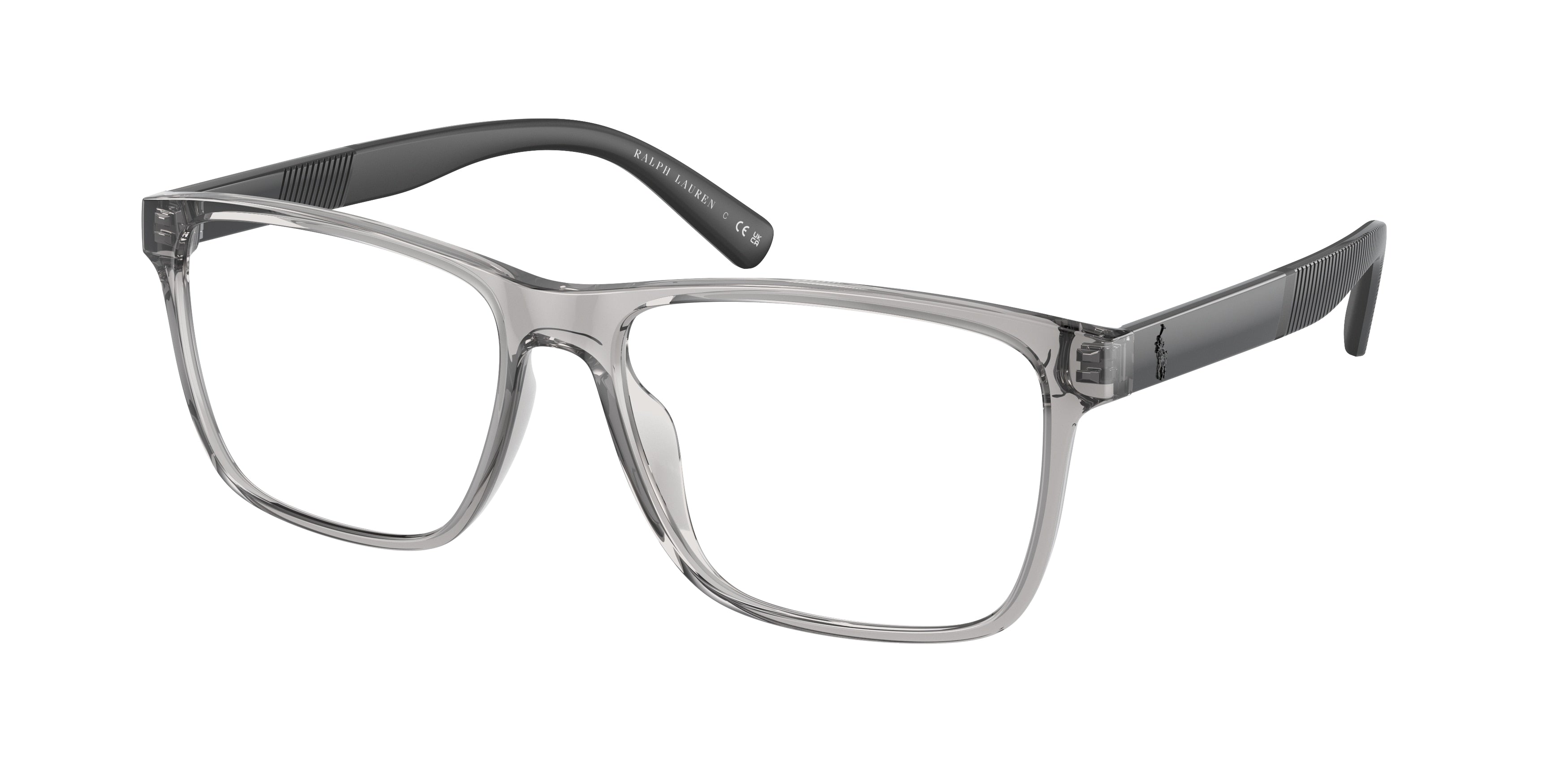 Polo PH2257U Rectangle Eyeglasses  5755-Shiny Transparent Light Grey 57-150-16 - Color Map Grey