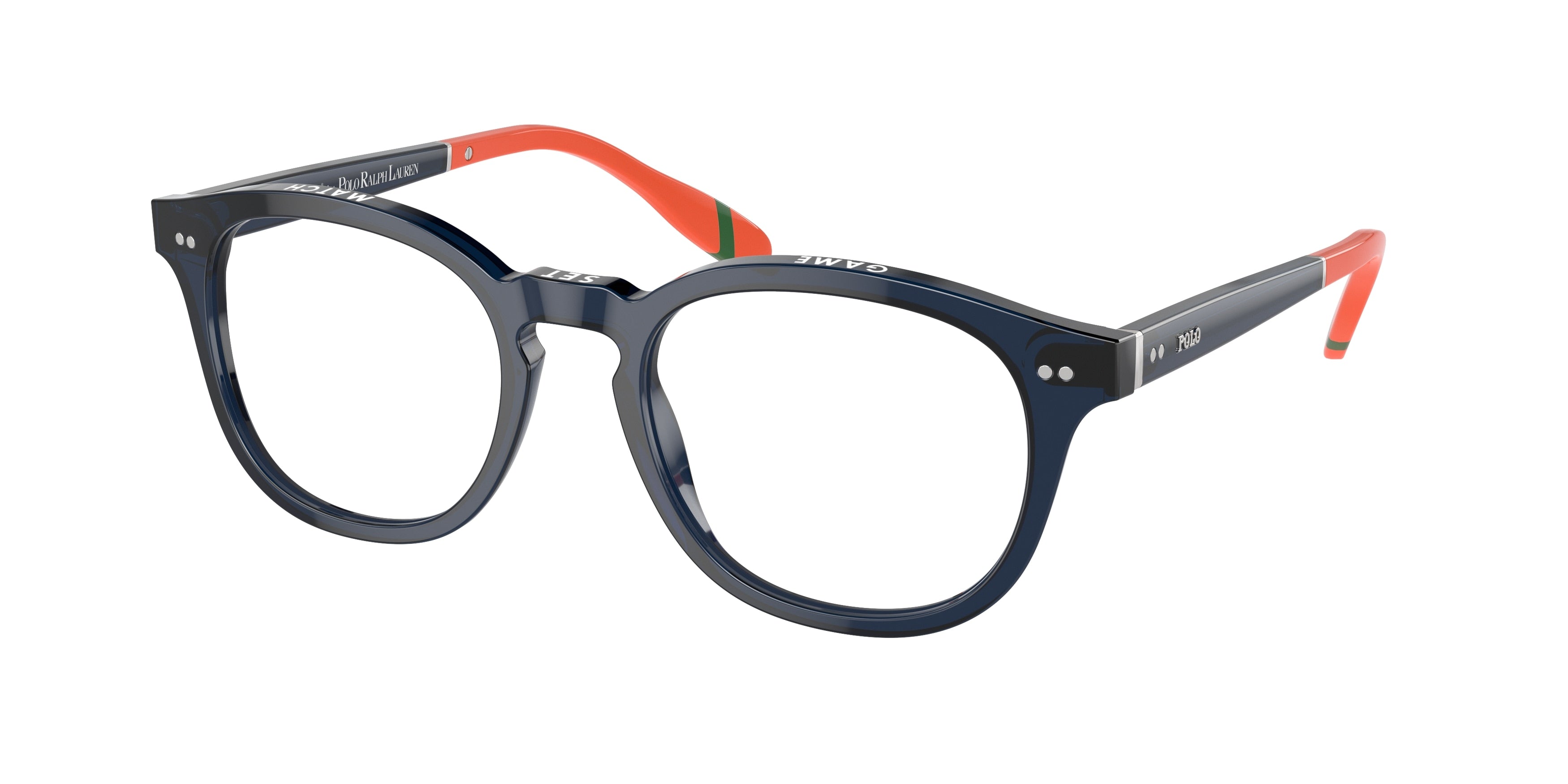 Polo PH2267 Square Eyeglasses  5470-Shiny Transparent Navy Blue 52-145-20 - Color Map Blue