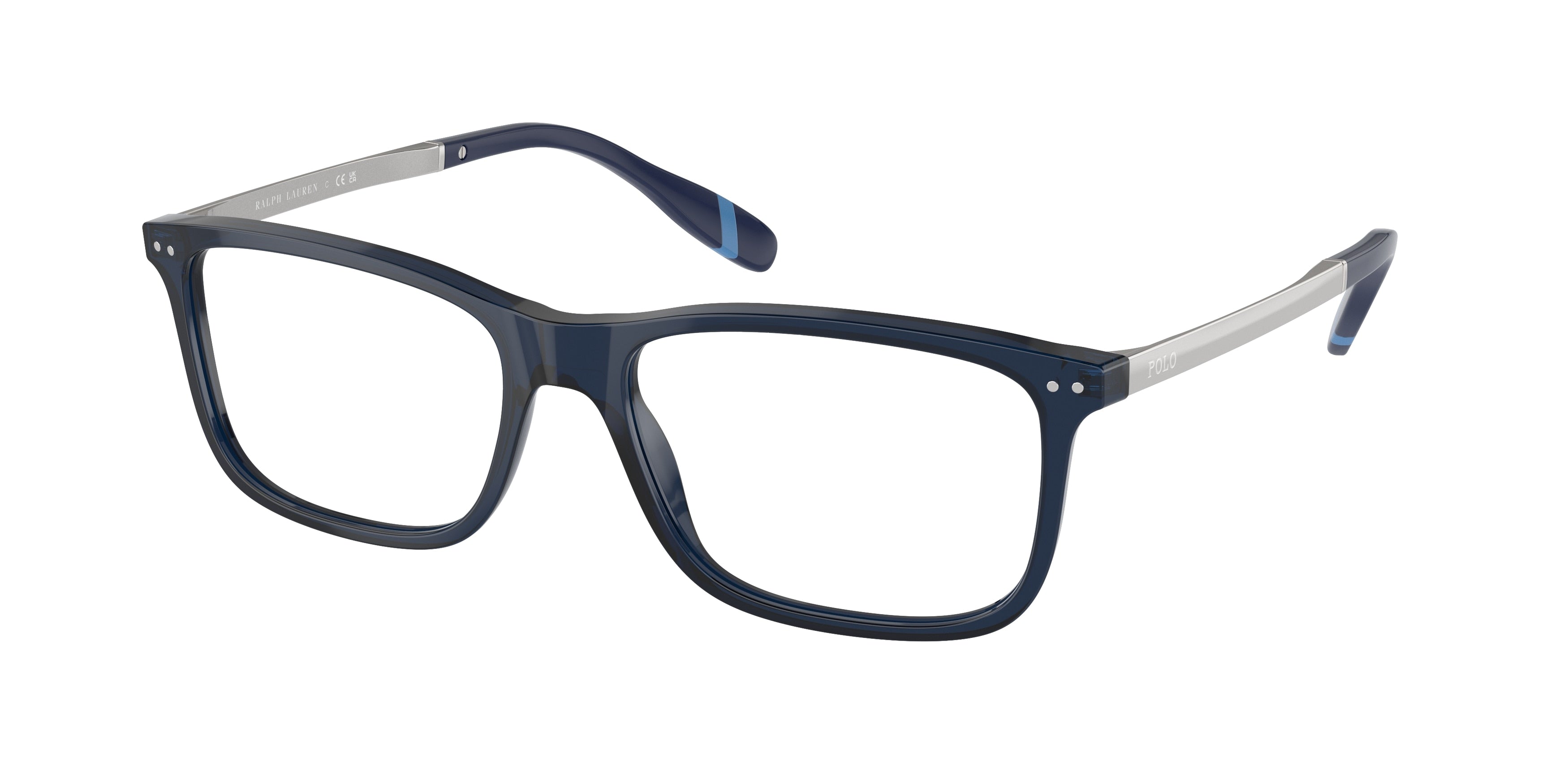 Polo PH2273F Rectangle Eyeglasses  5470-Shiny Transparent Navy Blue 54-145-16 - Color Map Blue