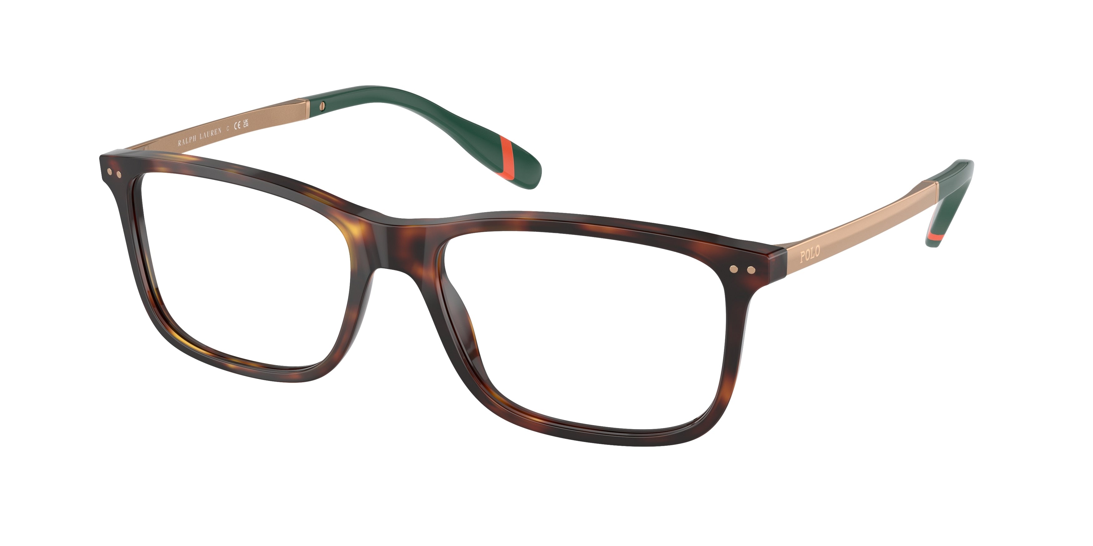 Polo PH2273F Rectangle Eyeglasses  6137-Shiny Brown Tortoise 54-145-16 - Color Map Tortoise