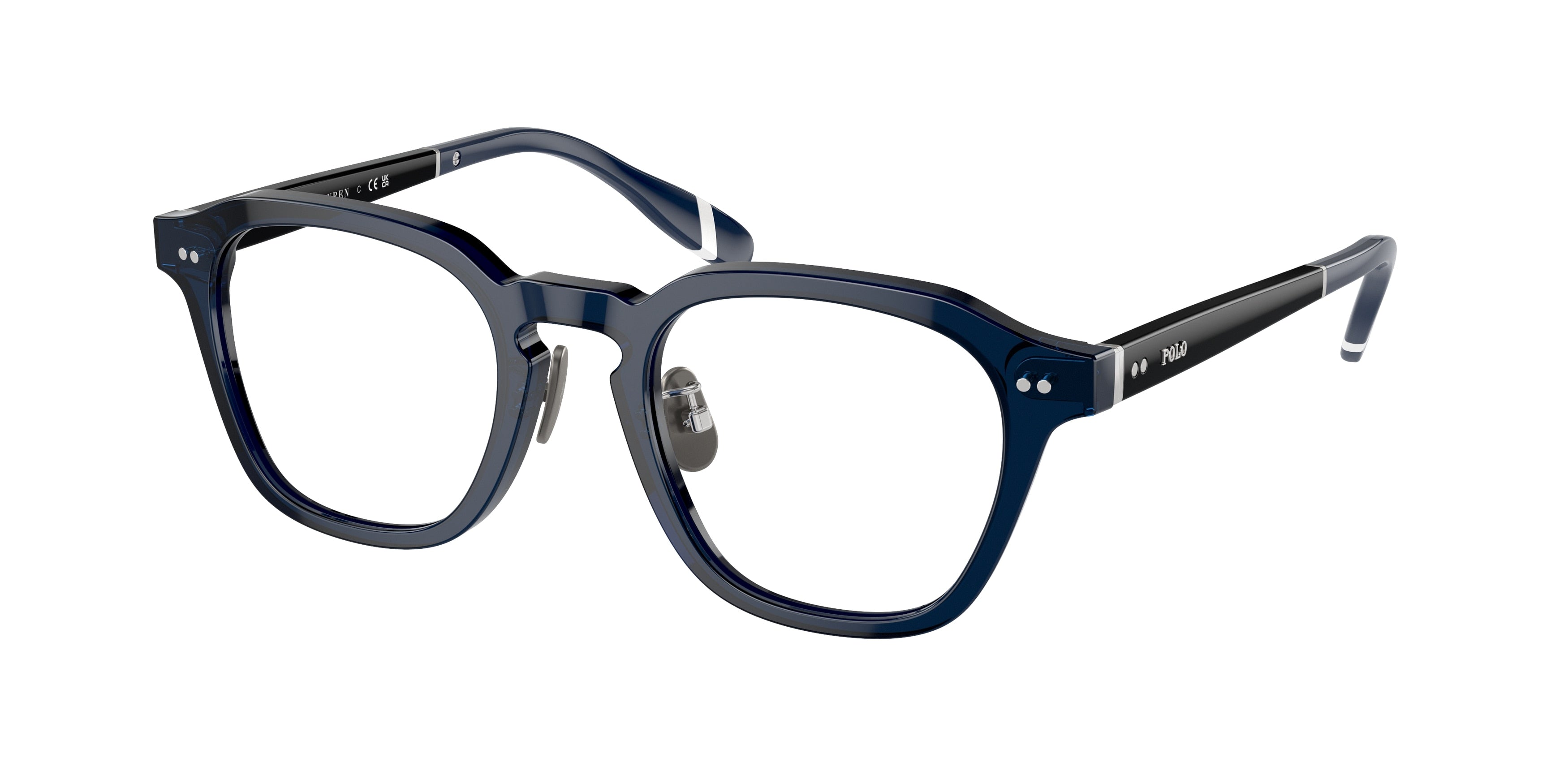 Polo PH2278D Square Eyeglasses  5470-Shiny Transparent Blue 49-145-21 - Color Map Blue