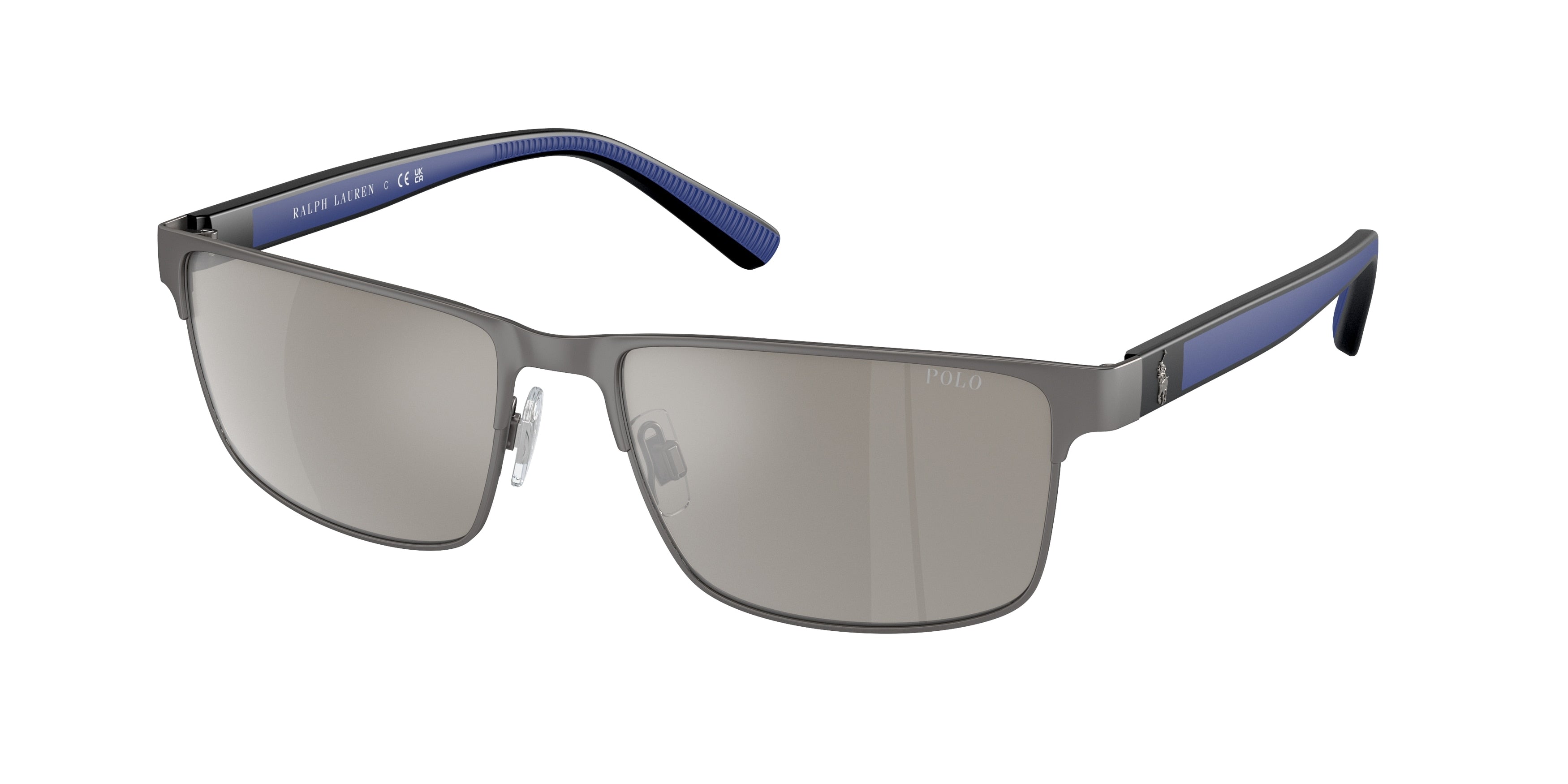 Polo PH3155 Rectangle Sunglasses  92666G-Matte Gunmetal 57-145-17 - Color Map Grey