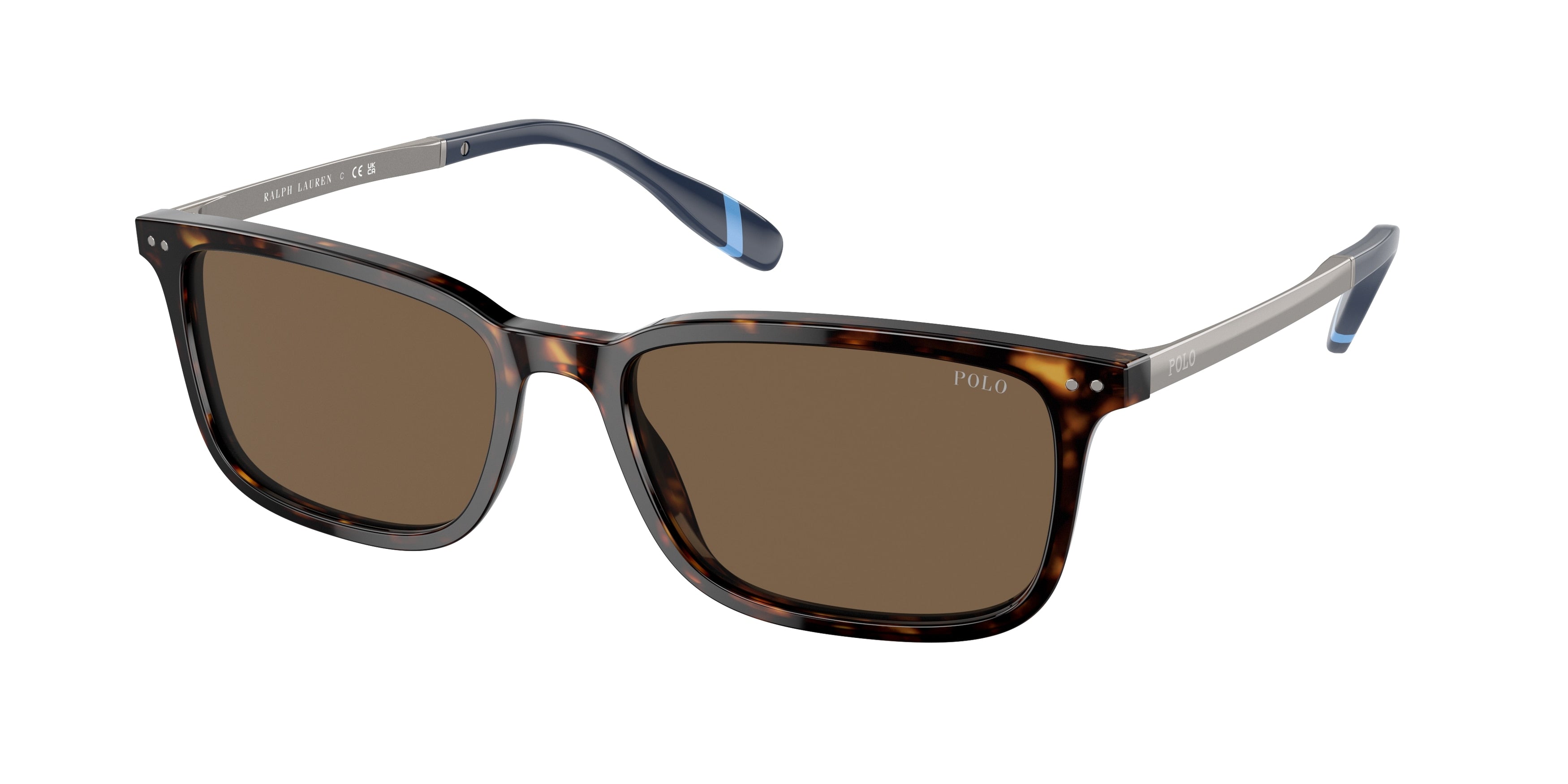 Polo PH4212F Rectangle Sunglasses  500373-Shiny Dark Havana 55-145-18 - Color Map Tortoise