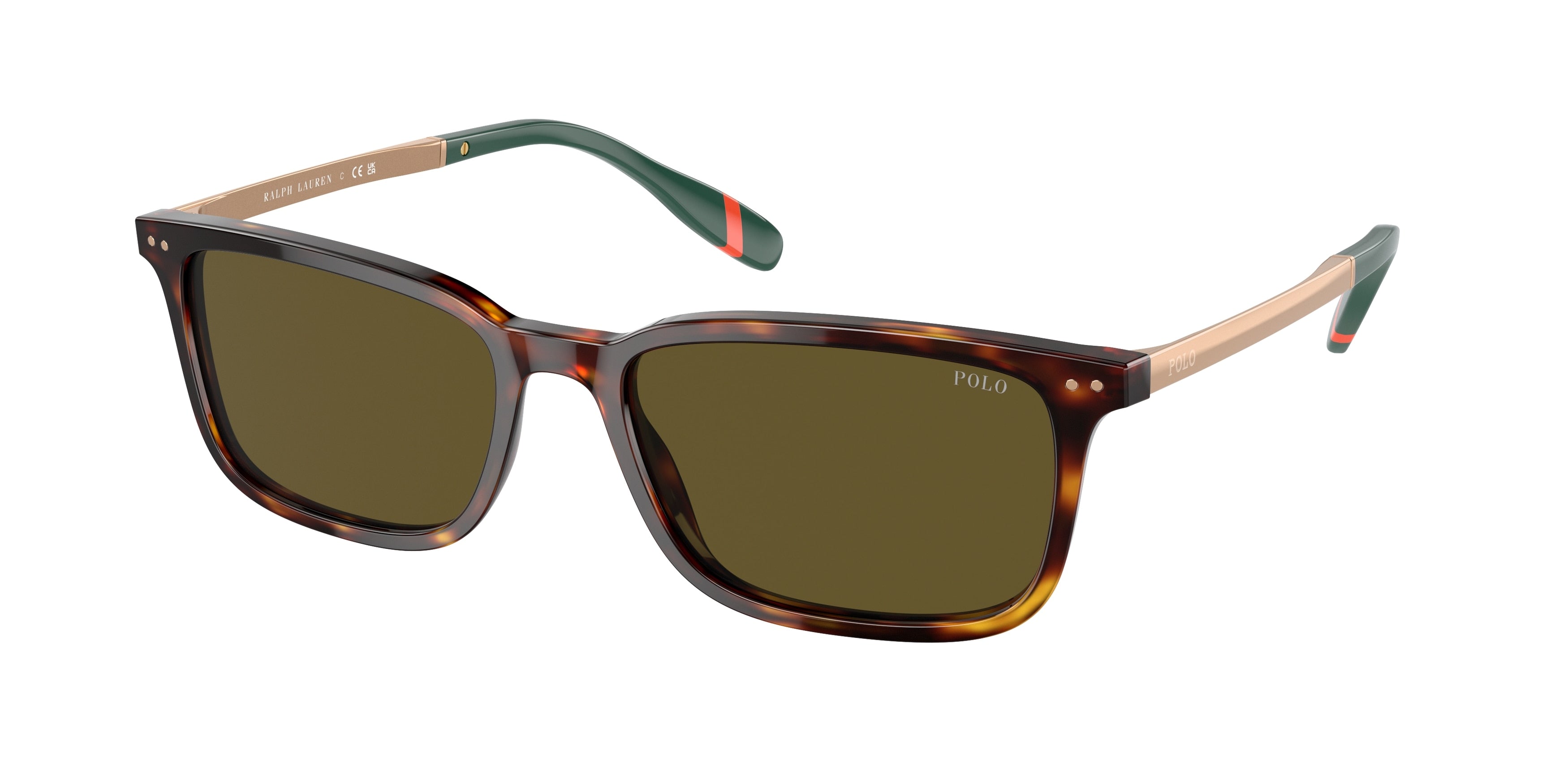 Polo PH4212F Rectangle Sunglasses  613773-Shiny Brown Tortoise 55-145-18 - Color Map Tortoise