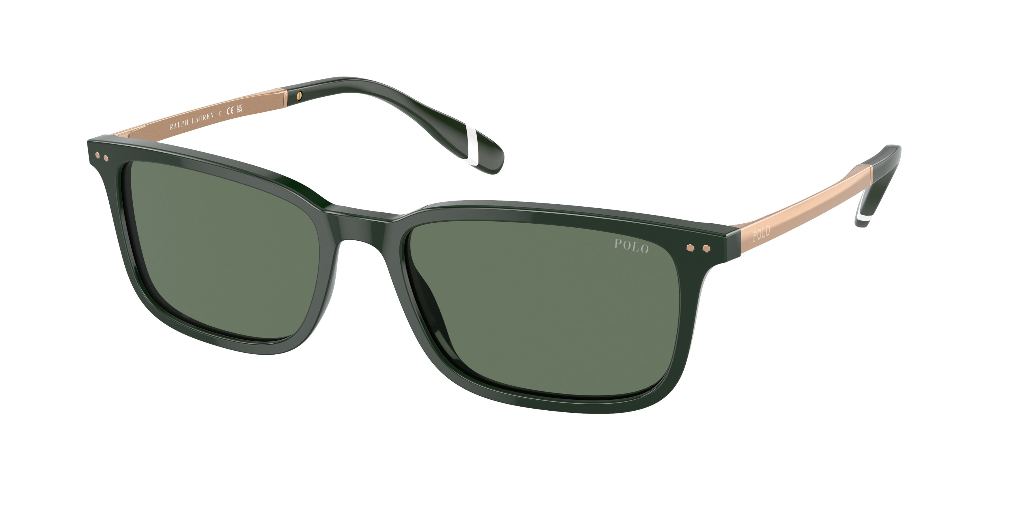 Polo PH4212 Rectangle Sunglasses  614071-Shiny Opal Dark Green 57-150-18 - Color Map Green