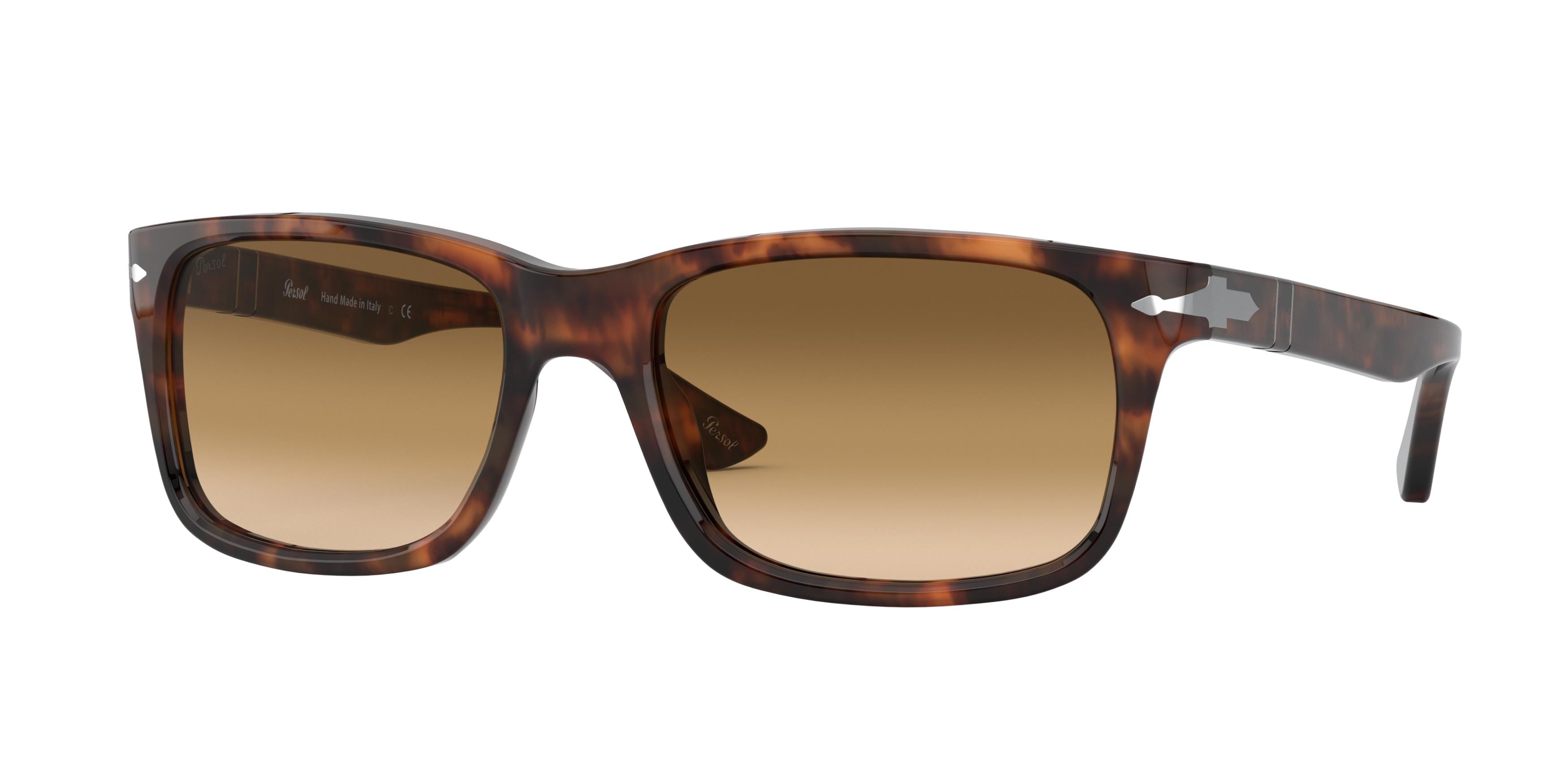 Persol PO3048S Rectangle Sunglasses  108/51-Caffe' 58-145-19 - Color Map Tortoise