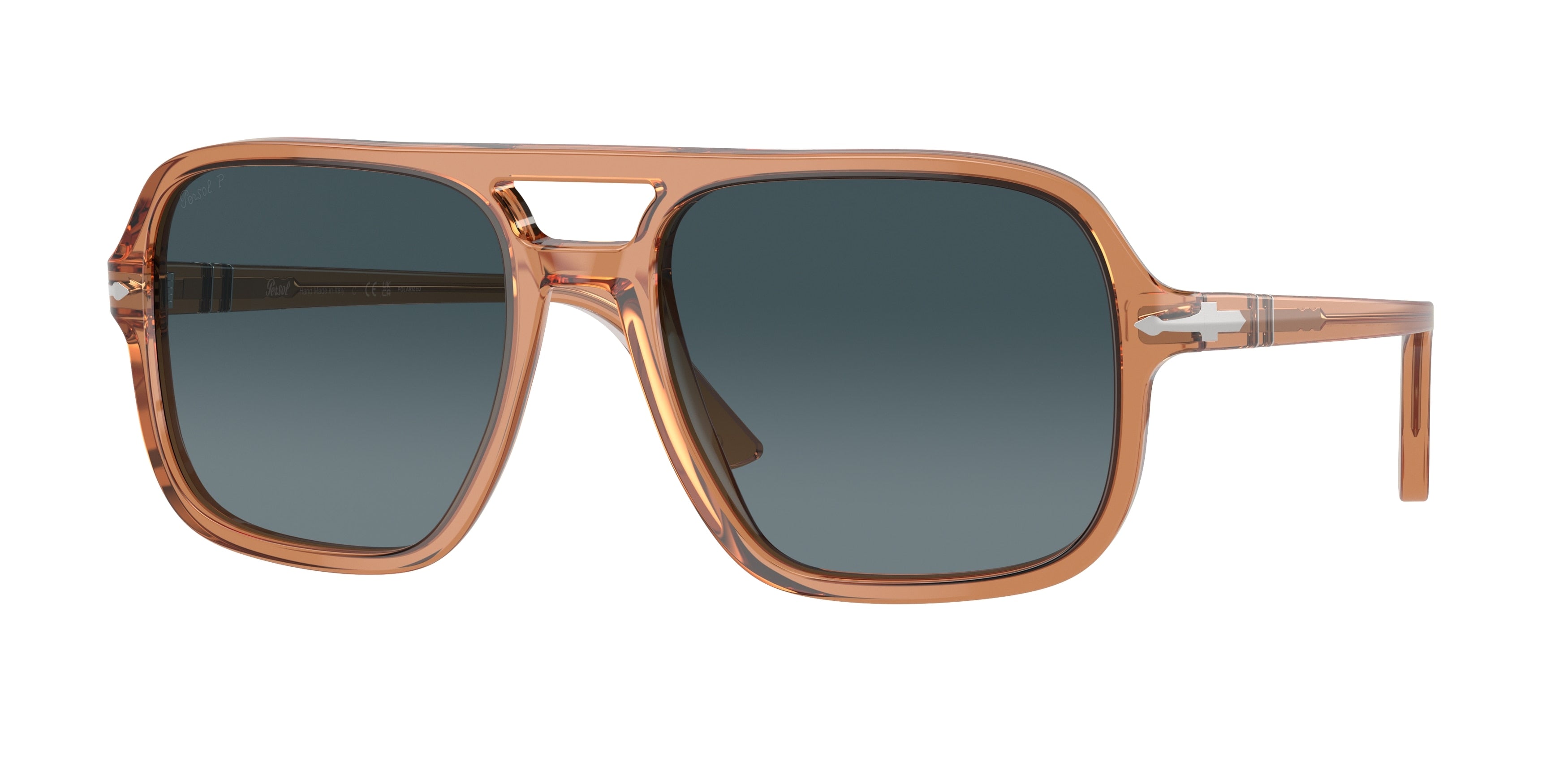 Persol PO3328S Pilot Sunglasses  1213S3-Transparent Brown 58-150-19 - Color Map Brown