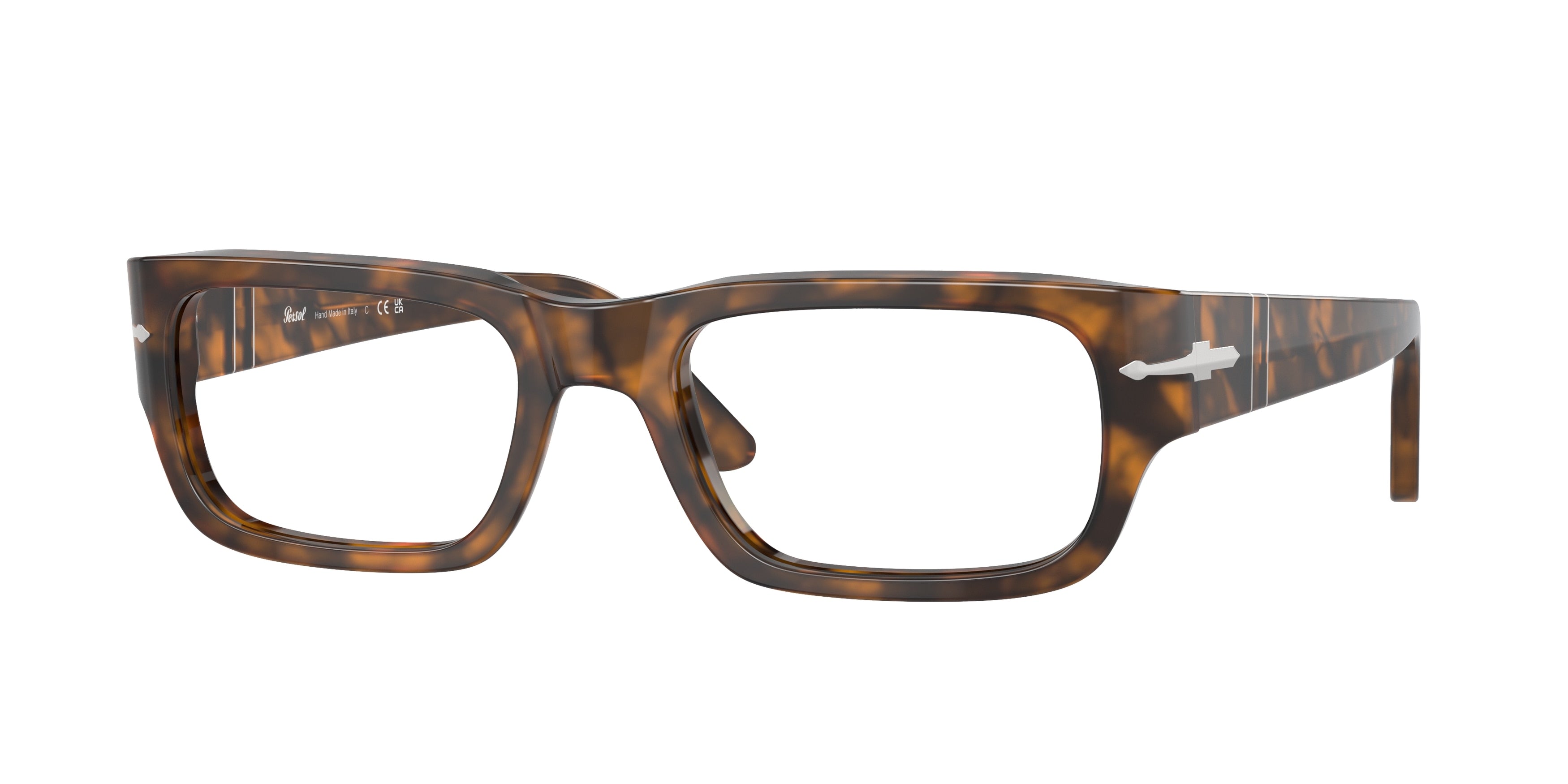 Persol PO3347V Rectangle Eyeglasses  1210-Brown Havana 55-145-20 - Color Map Brown