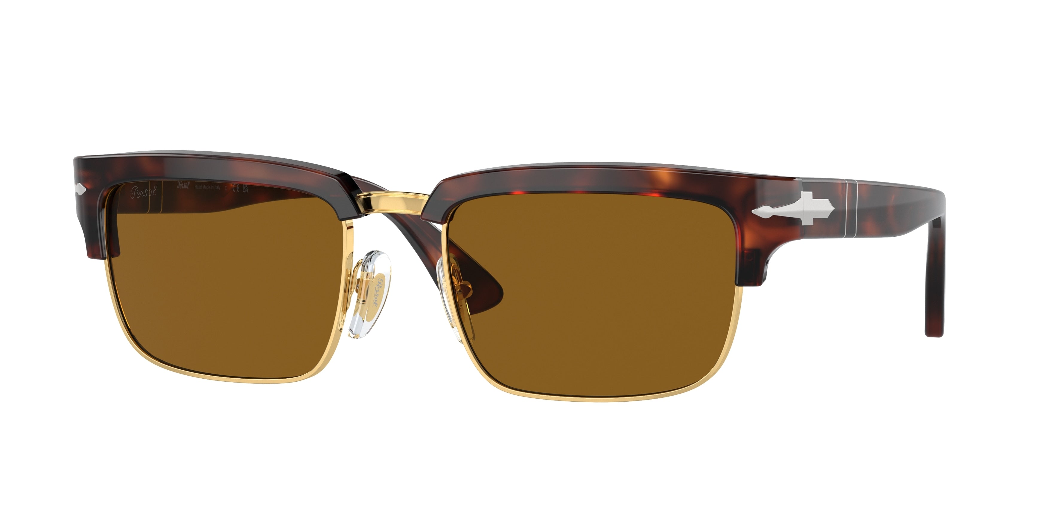 Persol PO3354S Rectangle Sunglasses  24/33-Tortoise Brown/Gold 56-145-20 - Color Map Tortoise