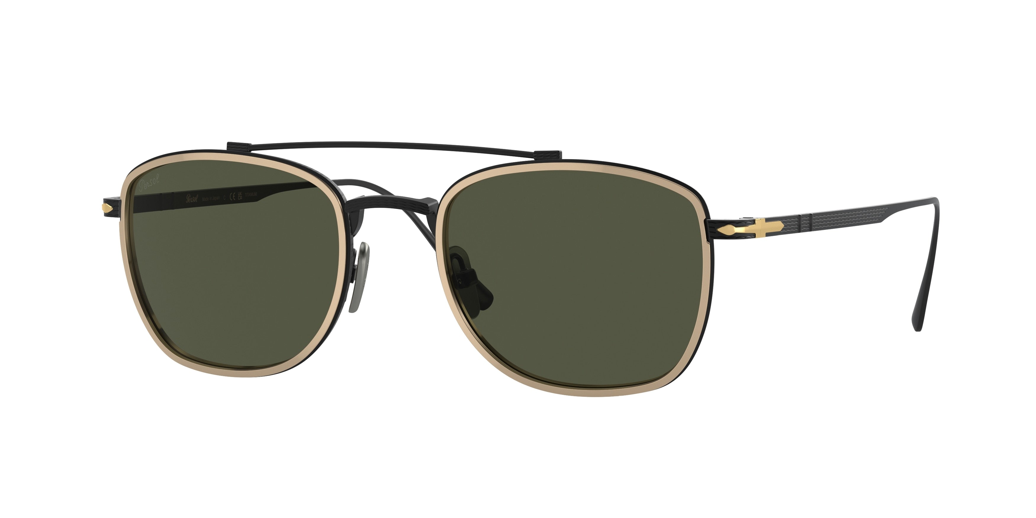 Persol PO5005ST Rectangle Sunglasses  800831-Black/Gold 50-145-21 - Color Map Black