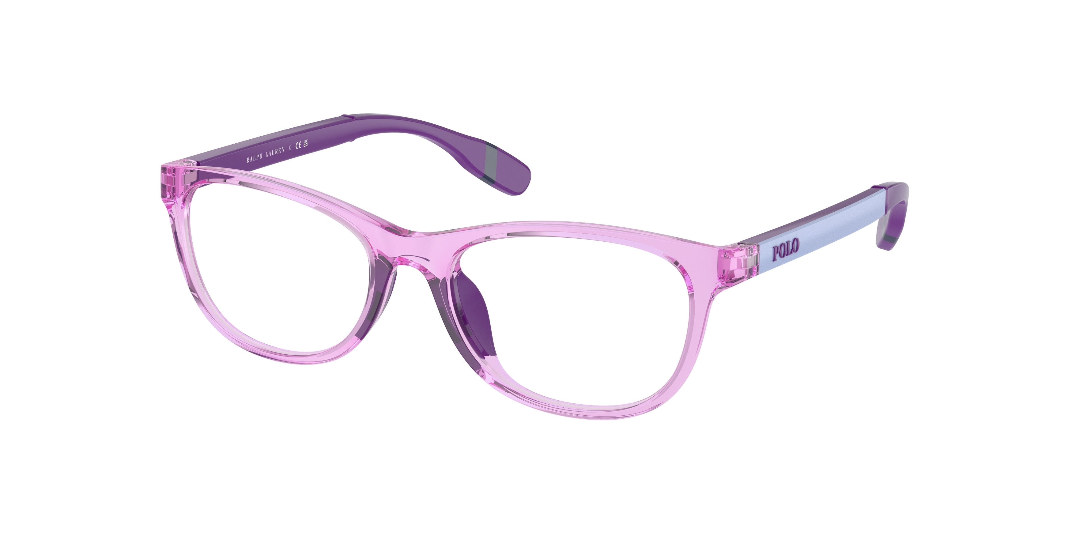 Polo Prep PP8548U Cat Eye Eyeglasses  5947-Shiny Transparent Lilac 49-130-16 - Color Map Violet