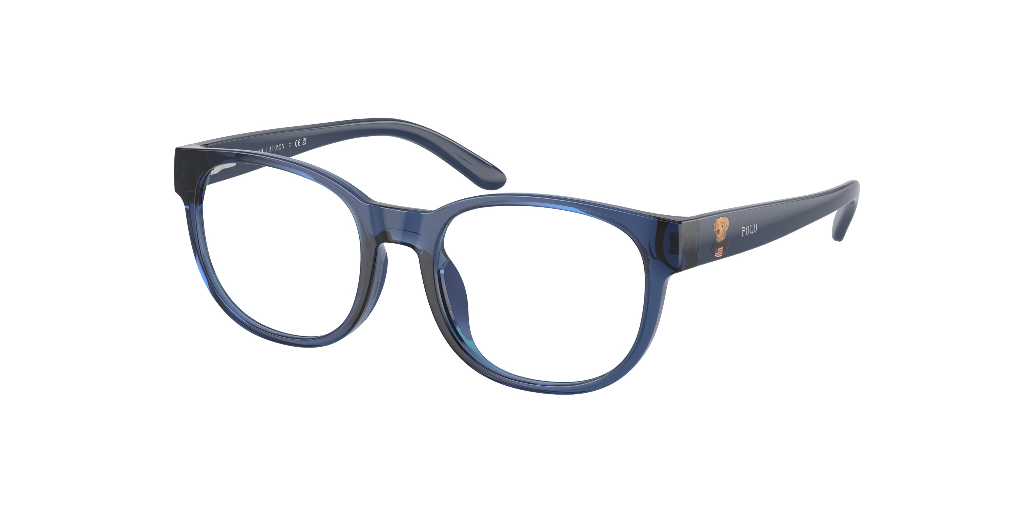 Polo Prep PP8549U Round Eyeglasses  5717-Shiny Transparent Dark Blue 45-125-16 - Color Map Blue