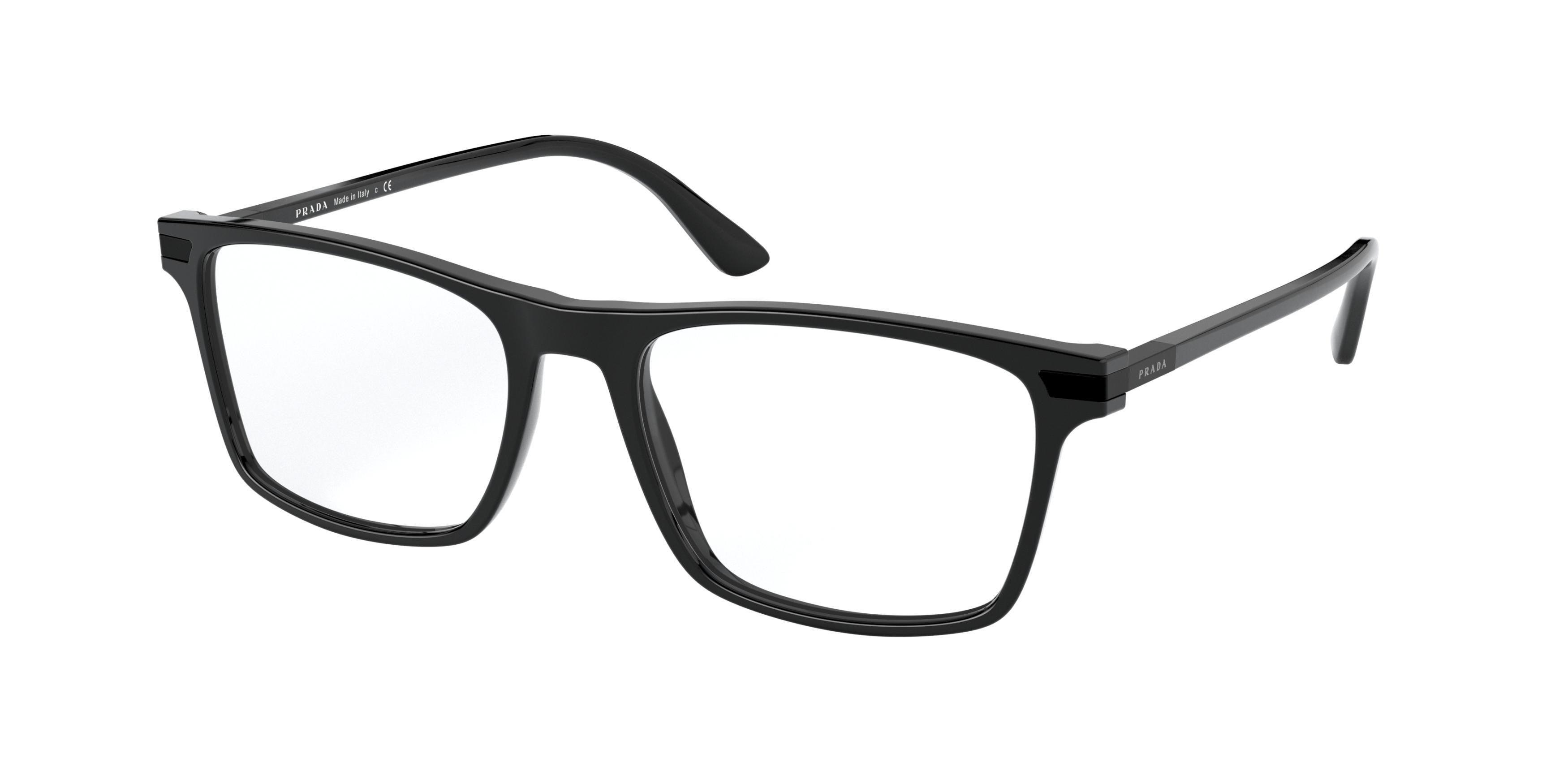 Prada PR01WV Rectangle Eyeglasses  07F1O1-Black 56-145-18 - Color Map Black