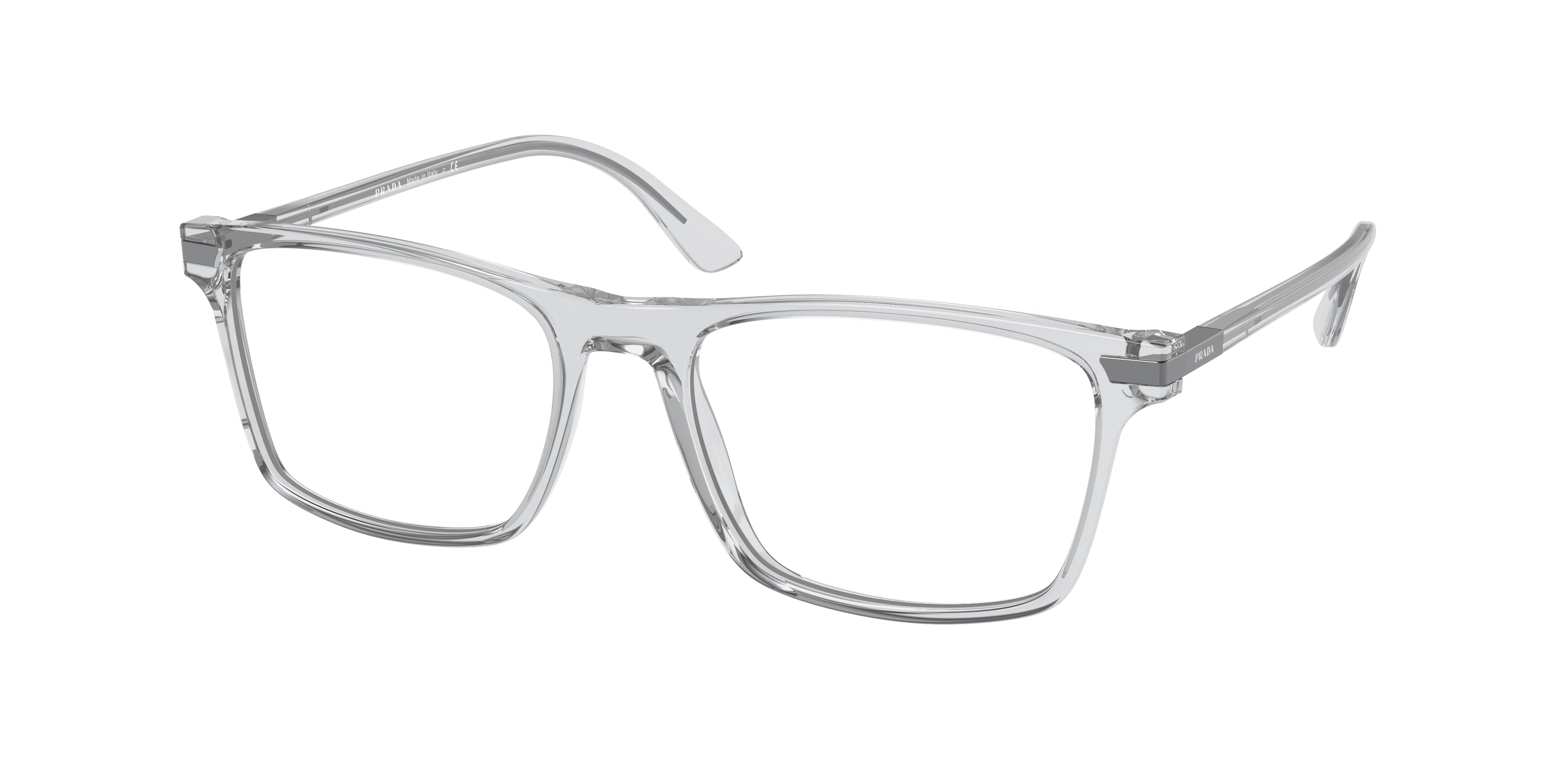 Prada PR01WV Rectangle Eyeglasses  U431O1-Transparent Grey 52-140-18 - Color Map Grey