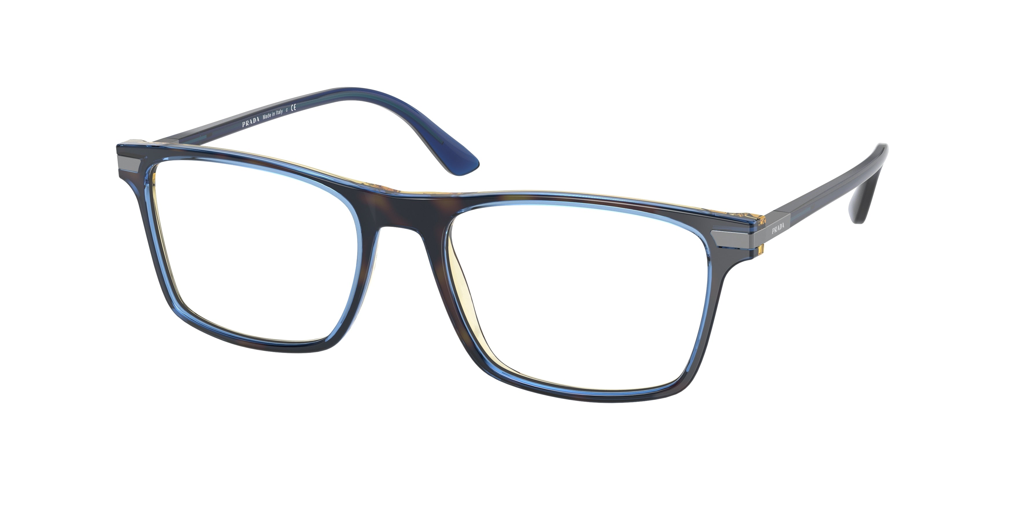 Prada PR01WV Rectangle Eyeglasses  ZXH1O1-Denim Tortoise 54-145-18 - Color Map Tortoise