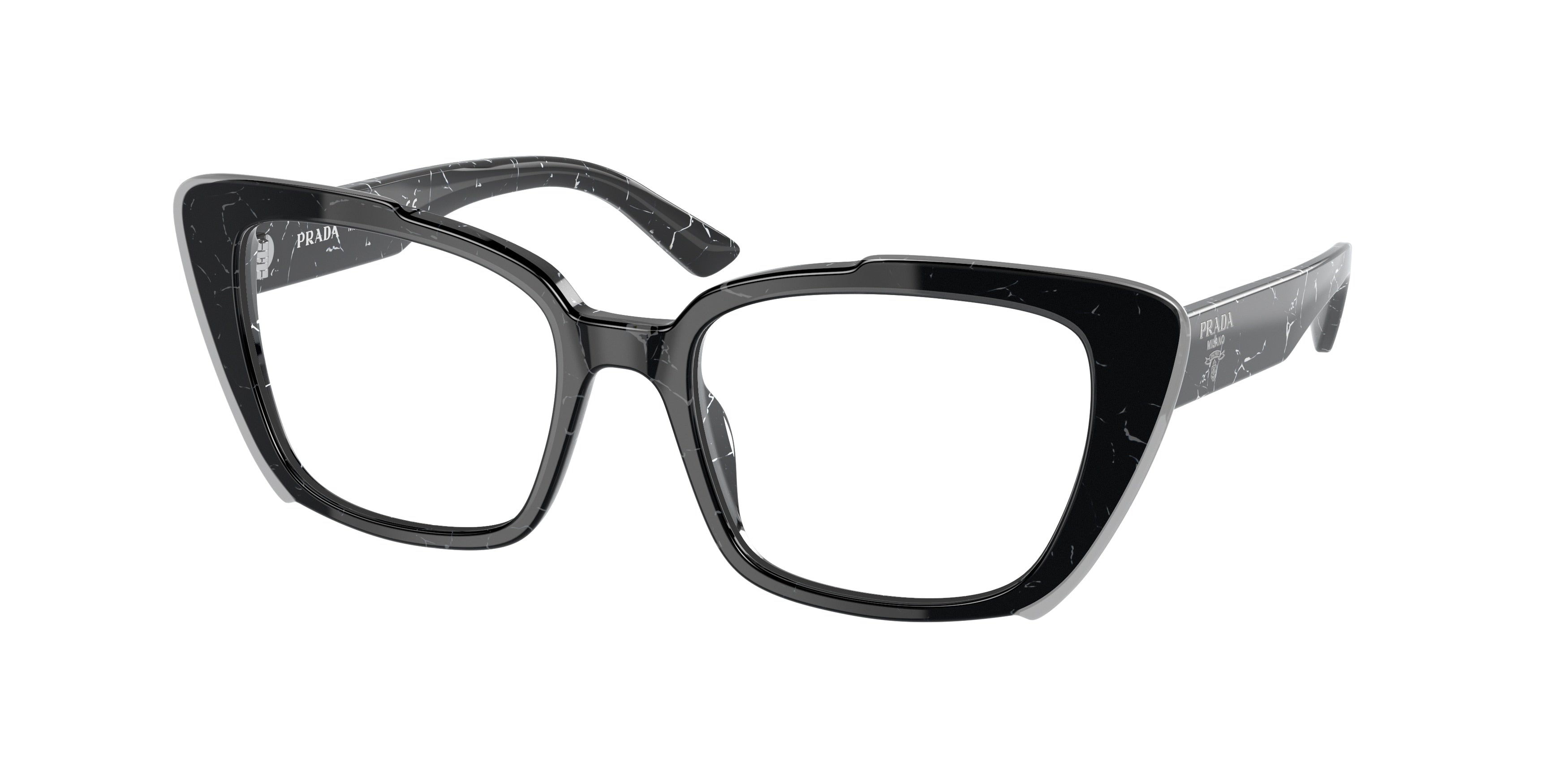 Prada PR01YV Pillow Eyeglasses  09V1O1-Havana Black/White 51-140-18 - Color Map Tortoise