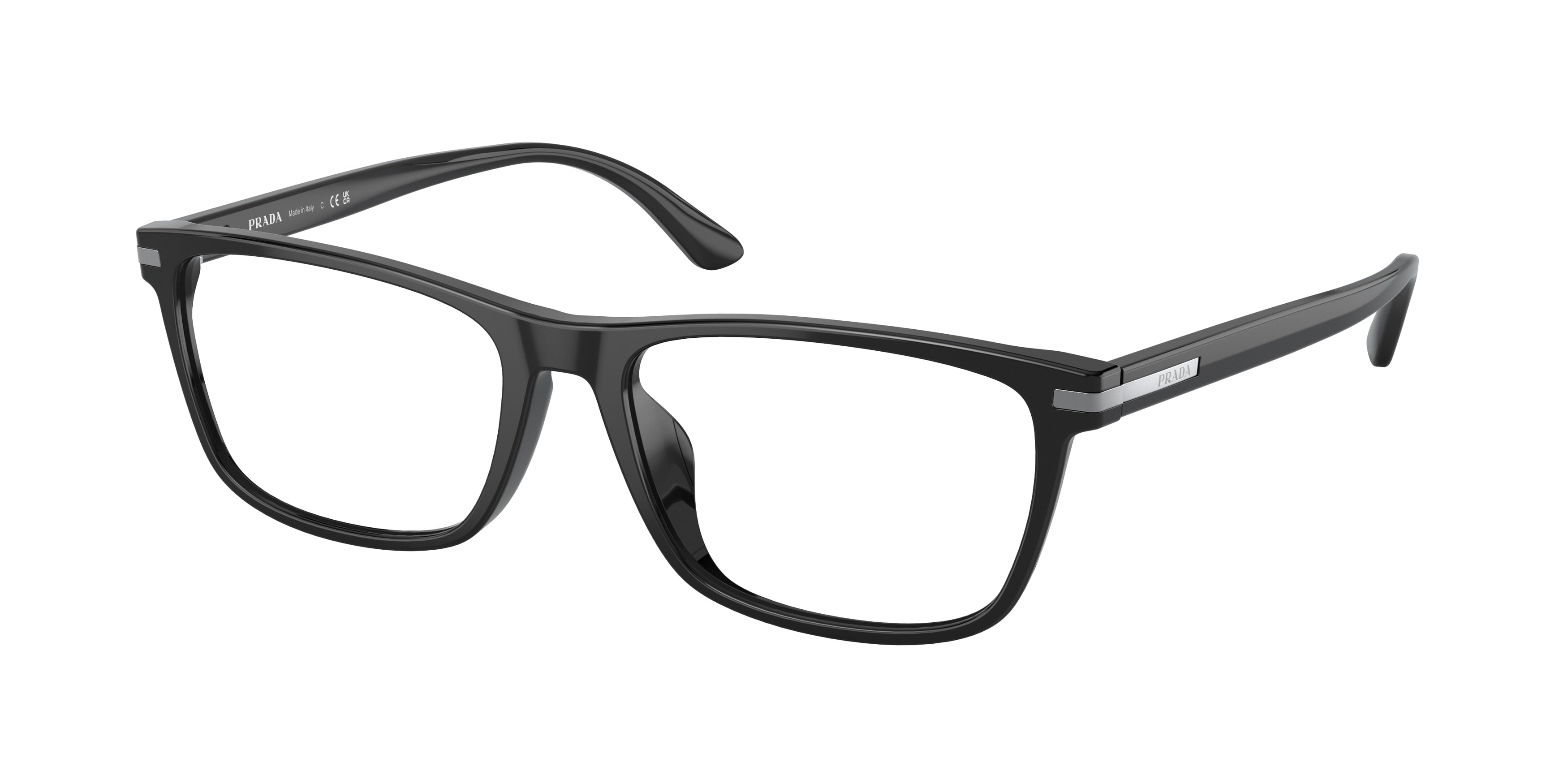 Prada PR01ZVD Rectangle Eyeglasses  1AB1O1-Black 56-150-17 - Color Map Black