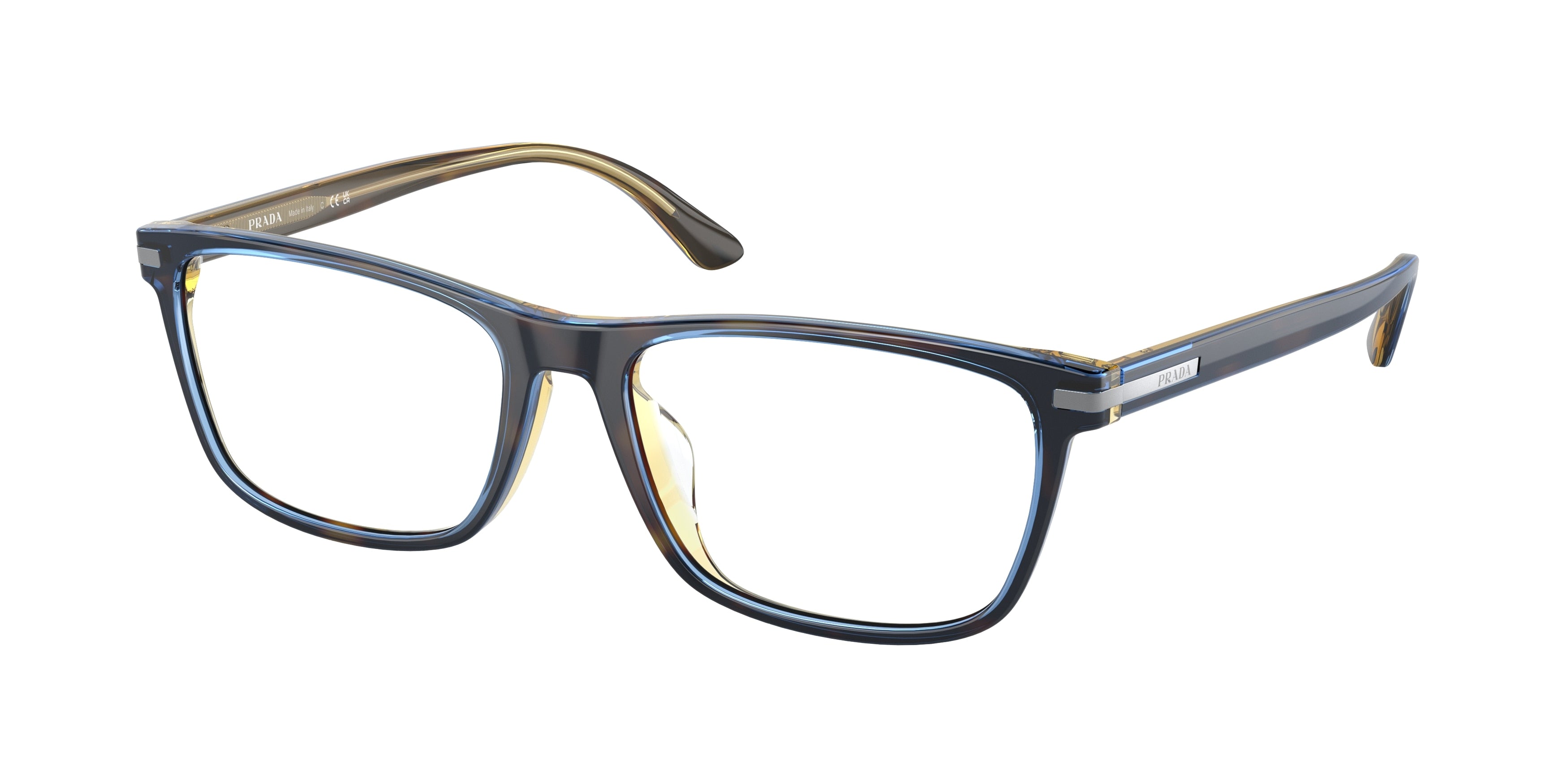 Prada PR01ZVD Rectangle Eyeglasses  ZXH1O1-Moro Turquoise 56-150-17 - Color Map Blue