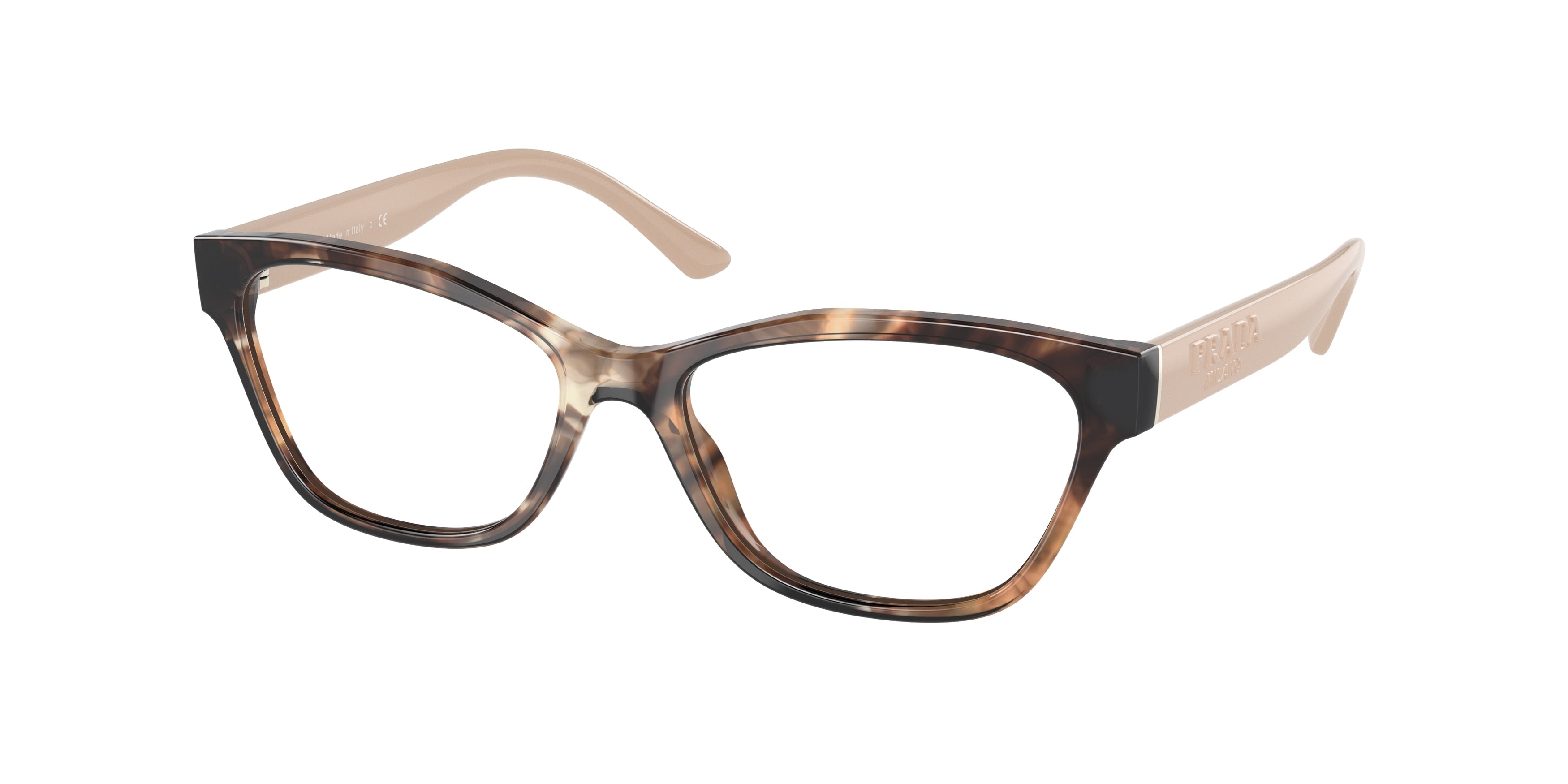 Prada PR03WV Rectangle Eyeglasses  07R1O1-Caramel Havana 51-140-16 - Color Map Brown