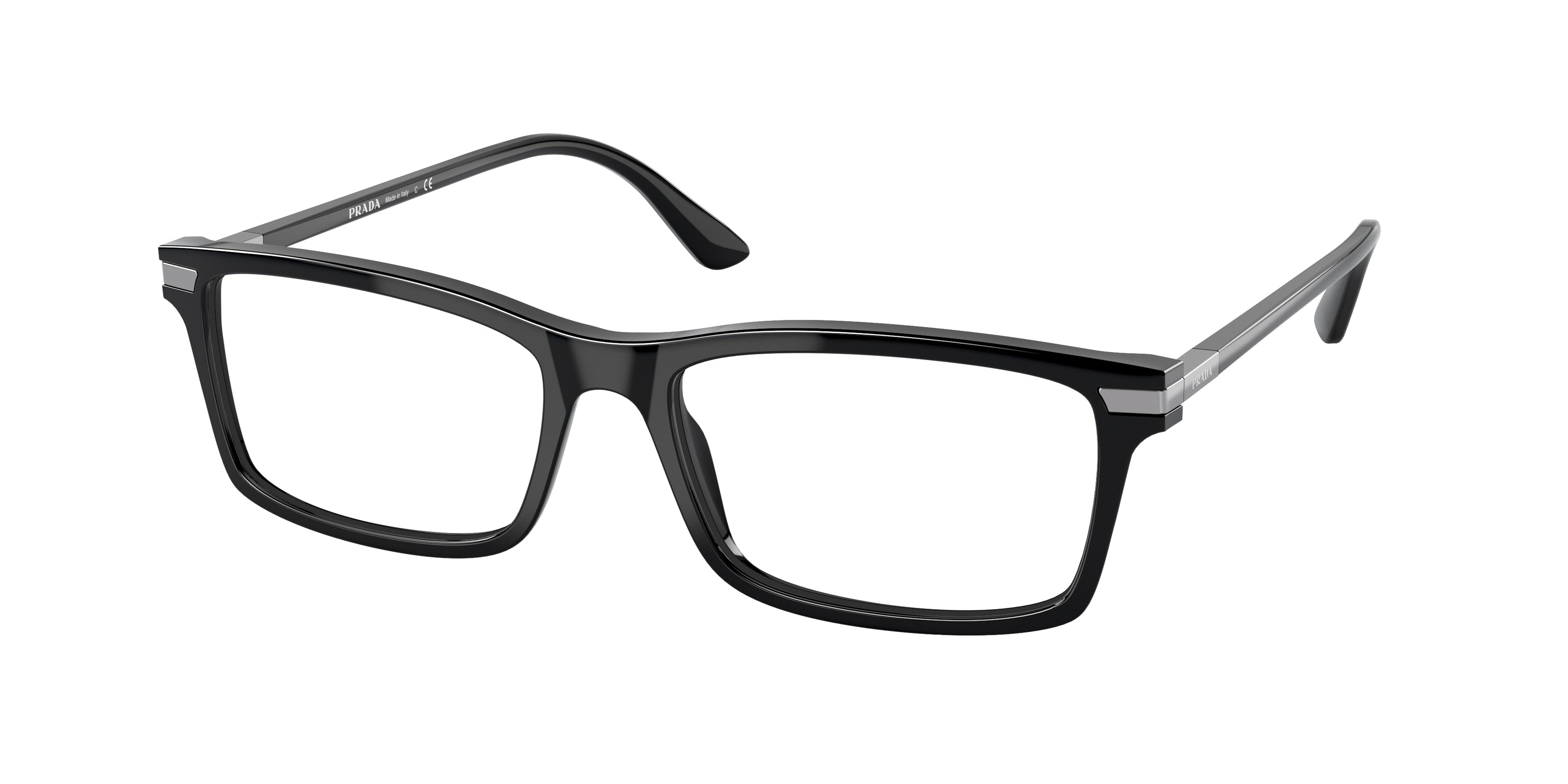 Prada PR03YV Rectangle Eyeglasses  1AB1O1-Black 54-145-17 - Color Map Black