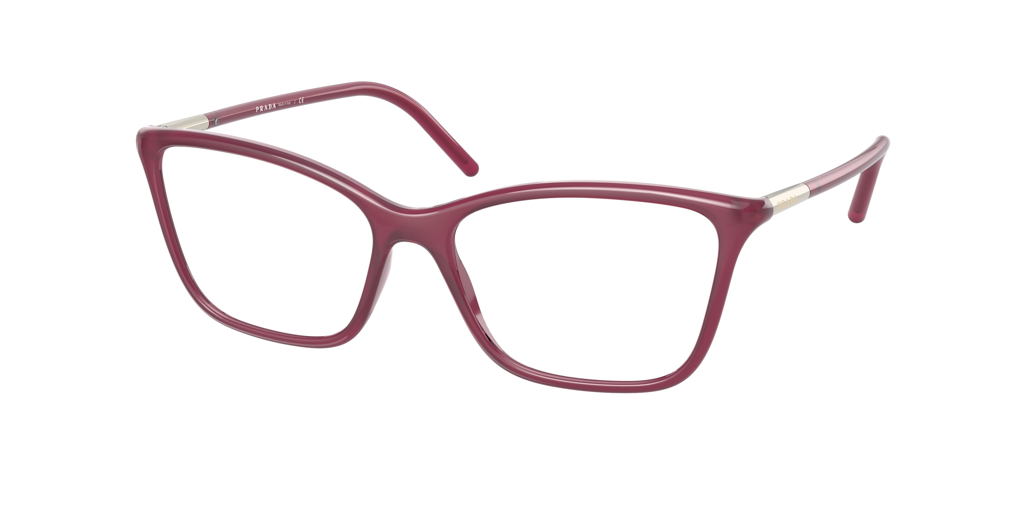 Prada PR08WV Cat Eye Eyeglasses  2BM1O1-Opal Bordeaux 55-140-16 - Color Map Red