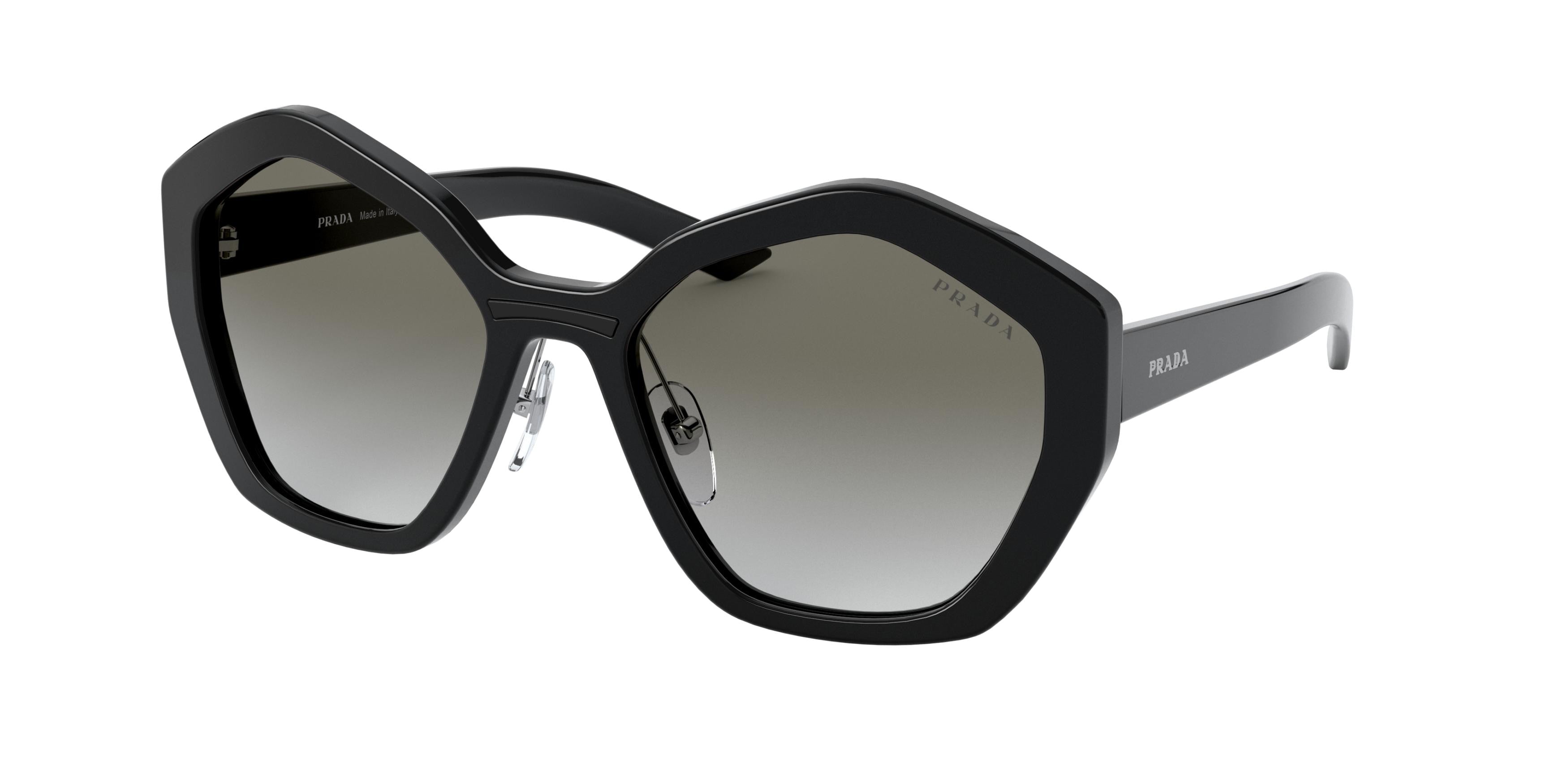 Prada PR08XS Irregular Sunglasses  1AB0A7-Black 55-140-19 - Color Map Black